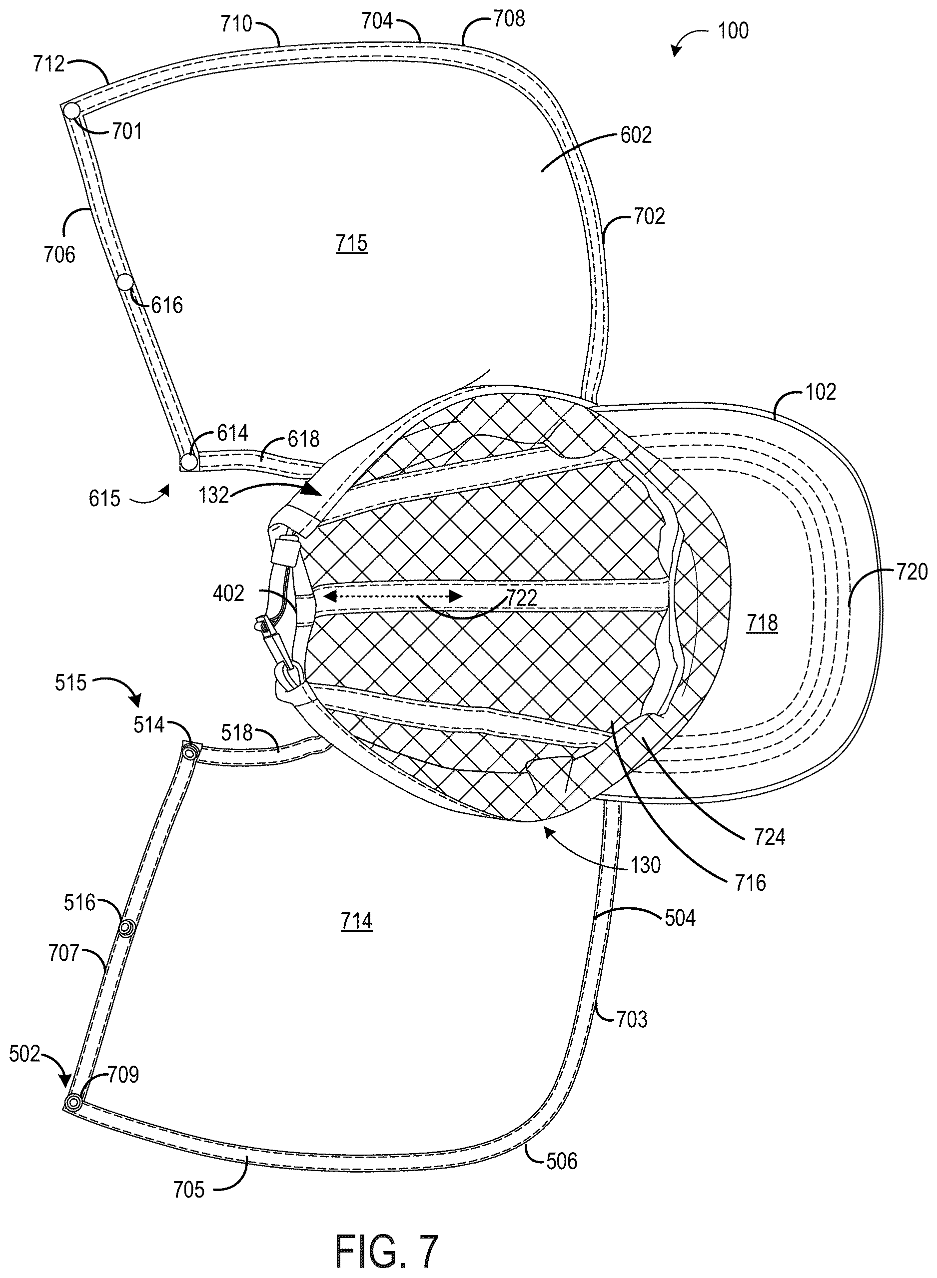 Patent US12610999 Figure 7 – Headwear with two-part deployable cape