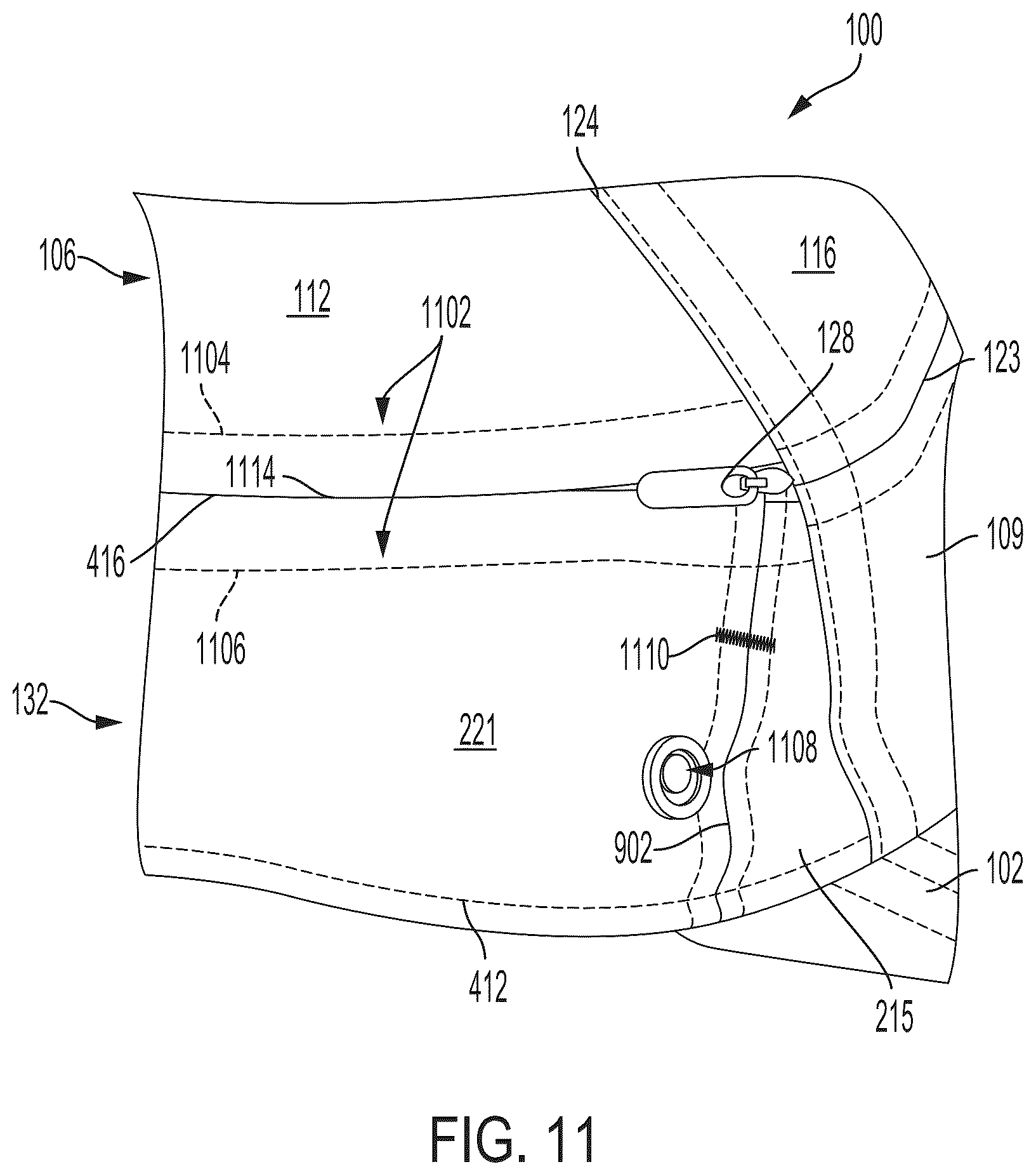 Patent US12610999 Figure 11 – Headwear with two-part deployable cape
