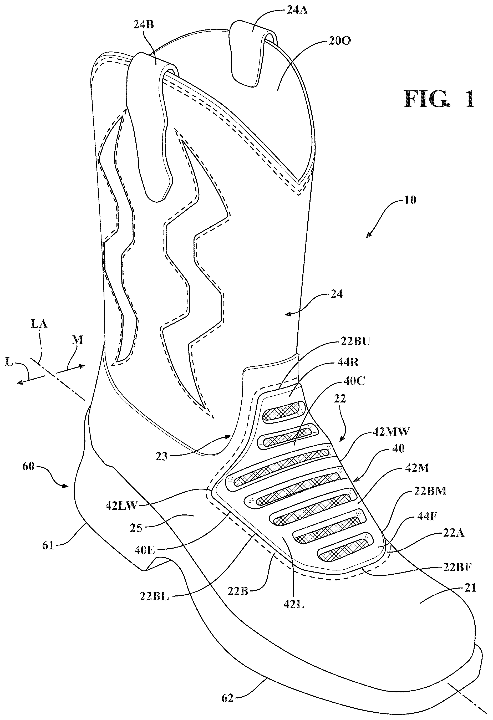 Patent US12611002 Figure 1 – Vented footwear