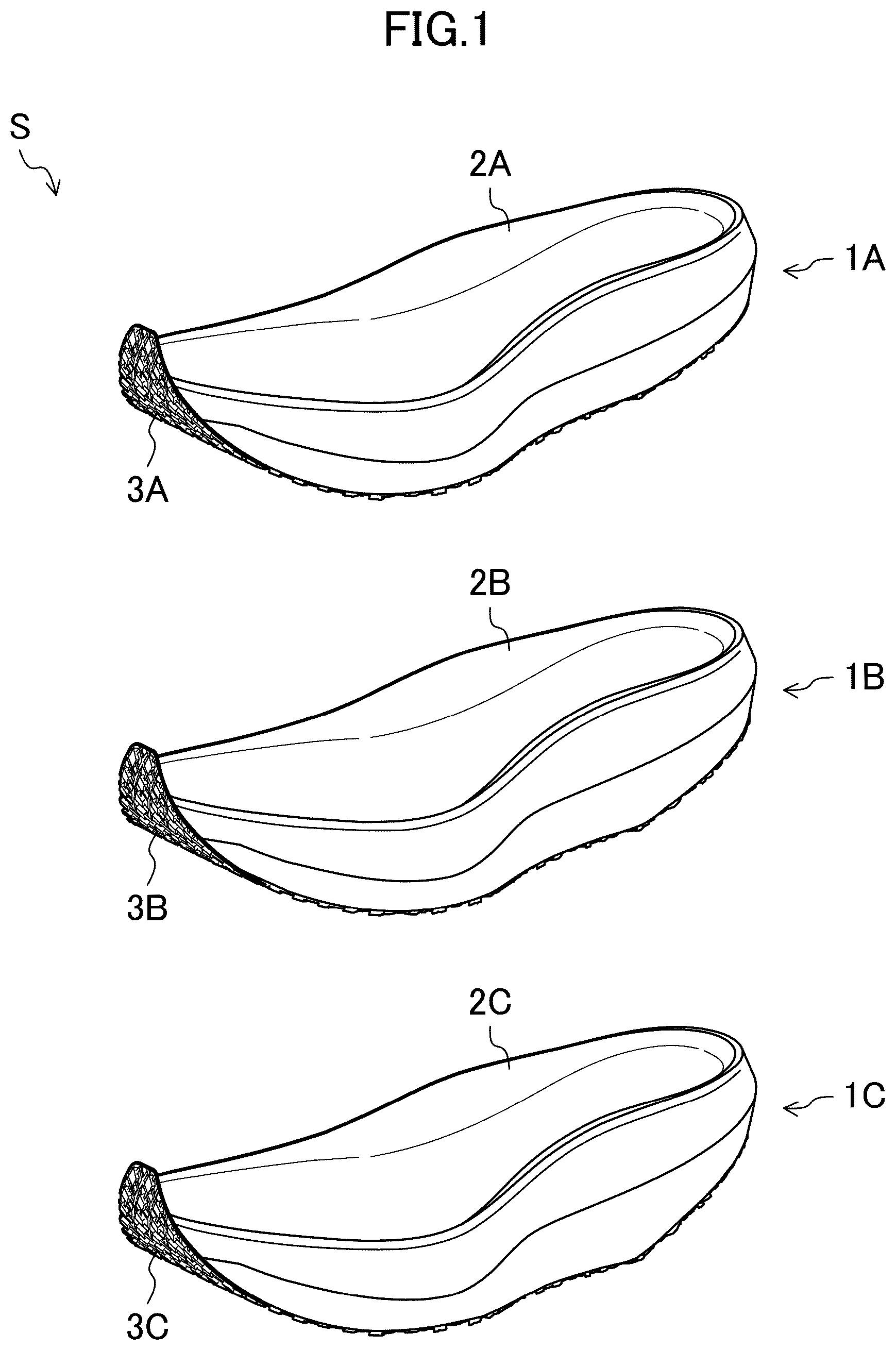 Patent US12611003 — Sole series and method for manufacturing sole — Figure 1