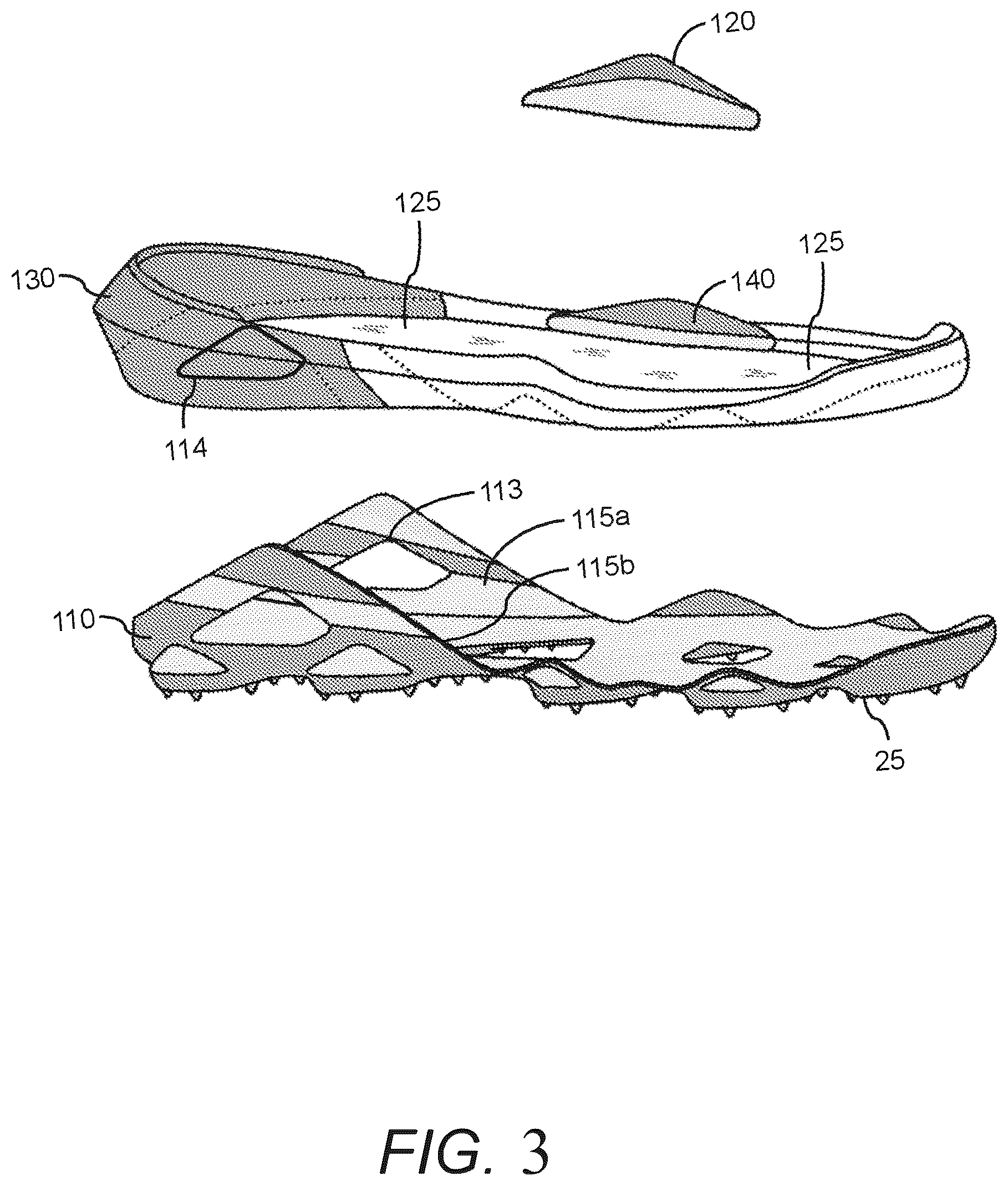 Patent US12611004 Figure 3 – Article of footwear with midsole having varying hardness