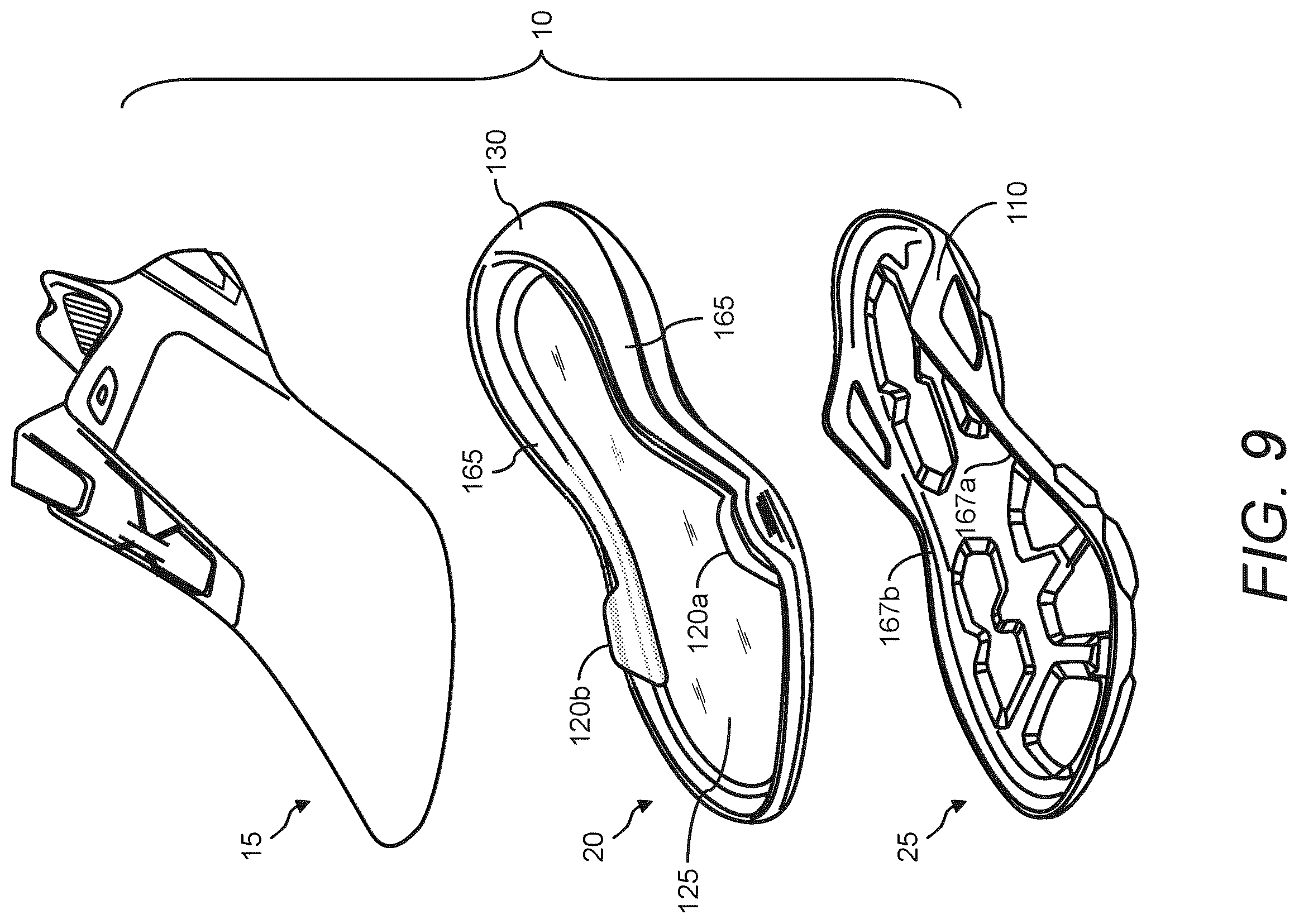 Patent US12611004 Figure 9 – Article of footwear with midsole having varying hardness