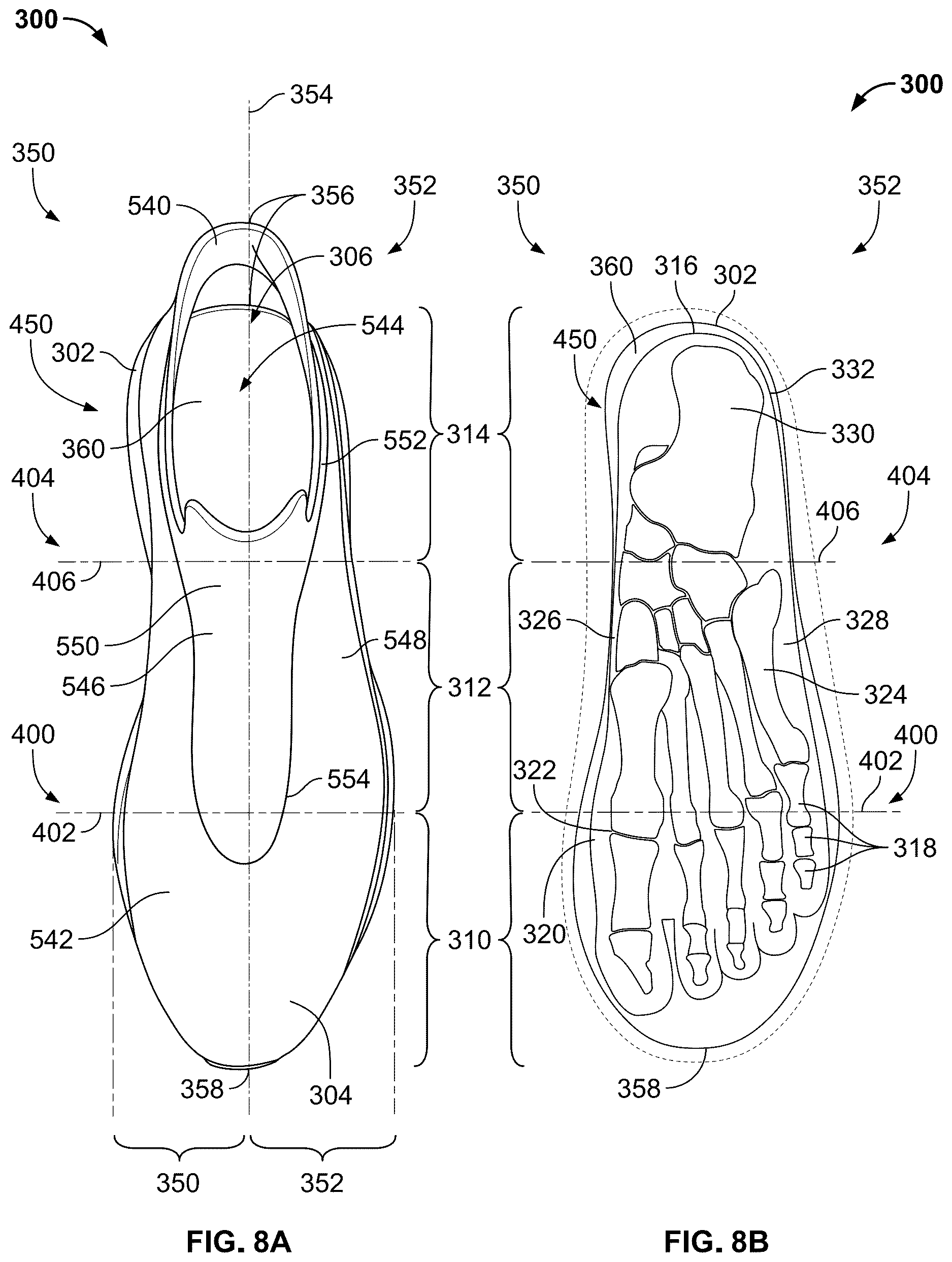 Patent US12611007 Figure 8 – Article of footwear having a degradable component