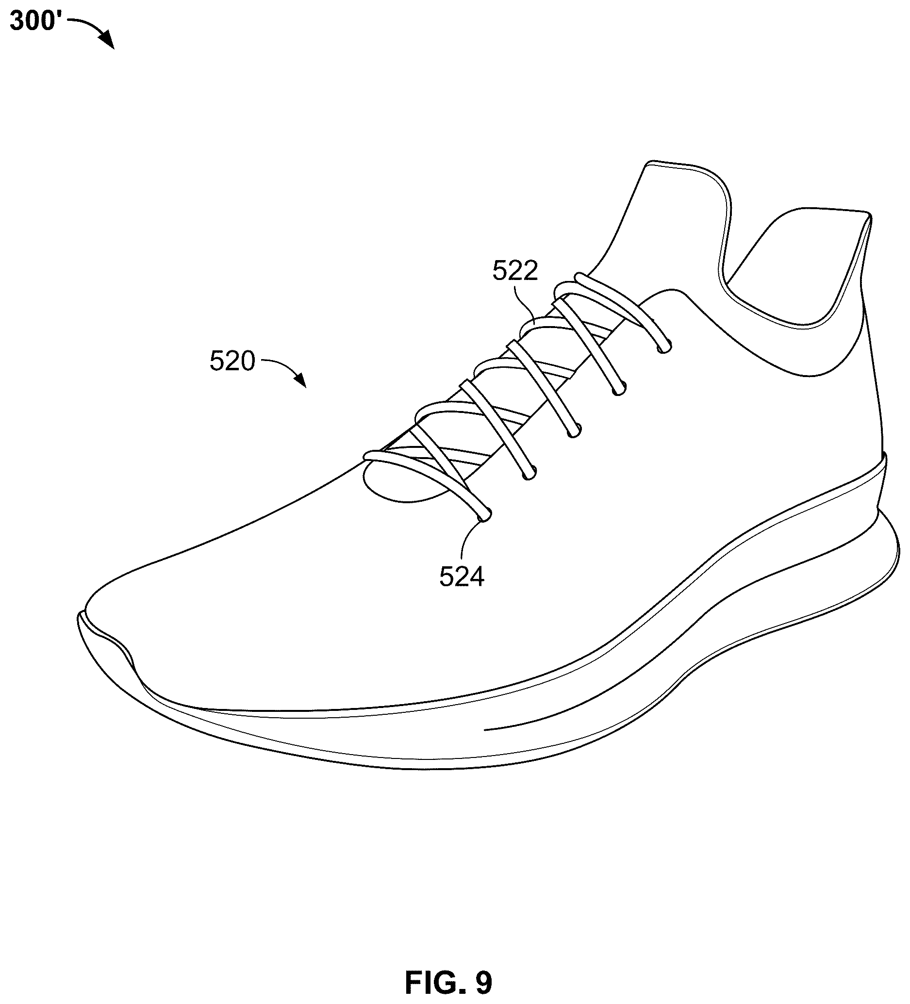Patent US12611007 Figure 9 – Article of footwear having a degradable component