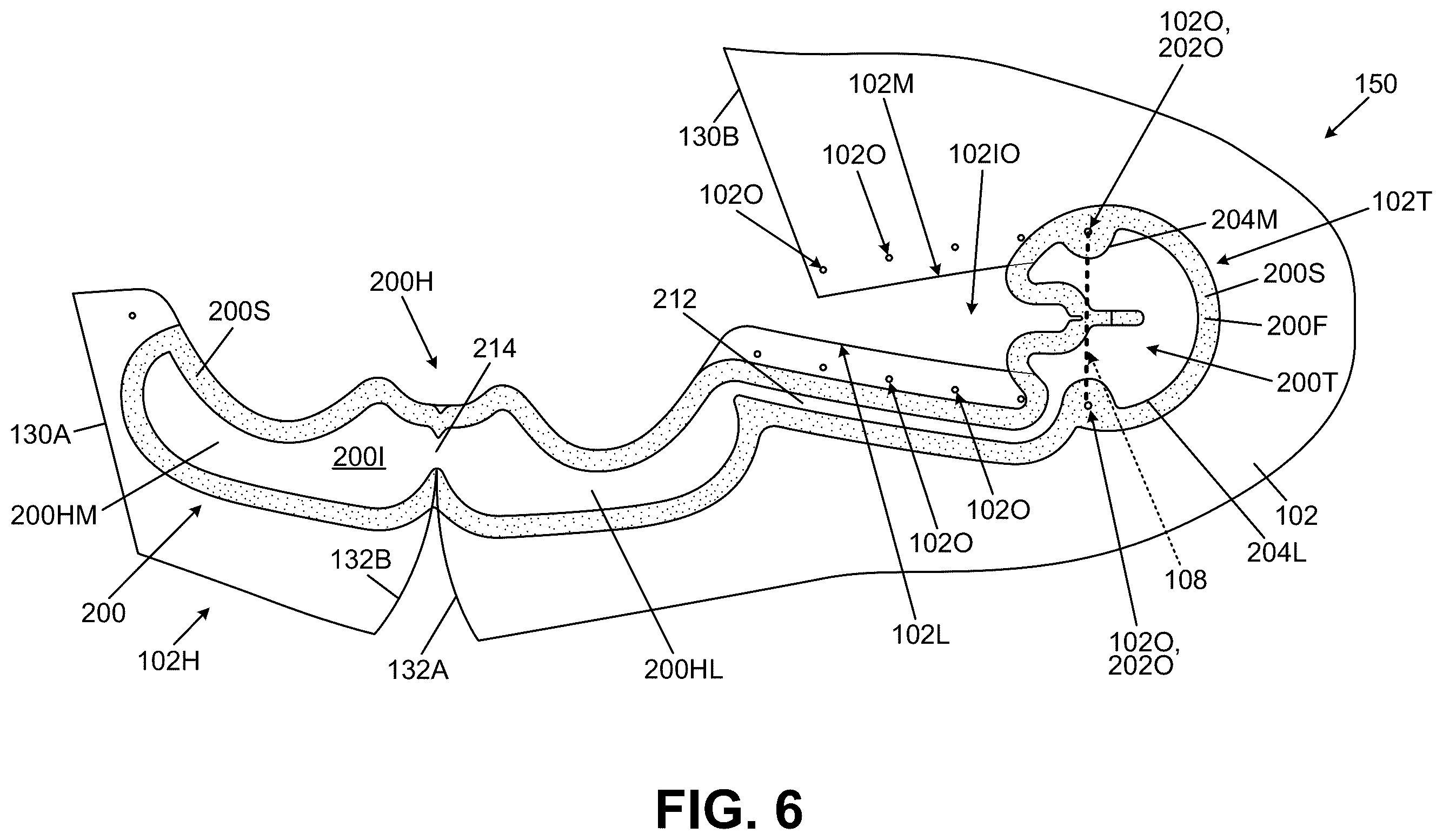 Patent US12611009 Figure 10 – Bladders, footwear uppers including bladders, and articles of footwear including bladders in the upper