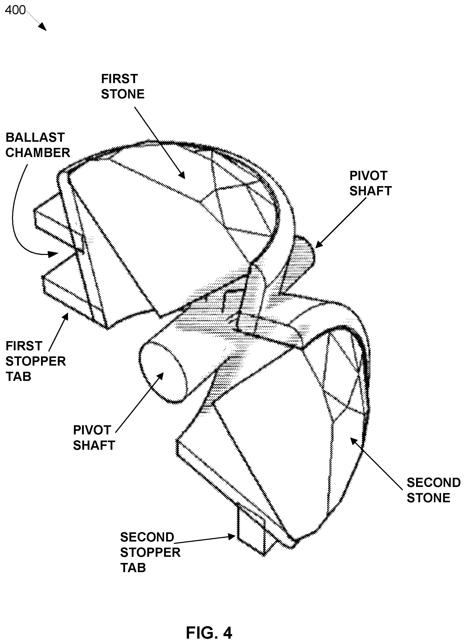 Patent US12611012 Figure 4 – Multi-stone jewelry setting with internal pivot mechanism