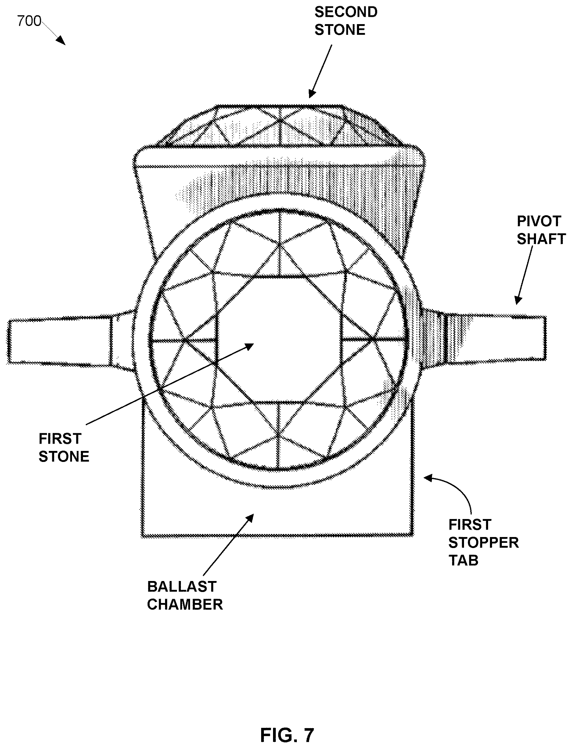 Patent US12611012 Figure 7 – Multi-stone jewelry setting with internal pivot mechanism