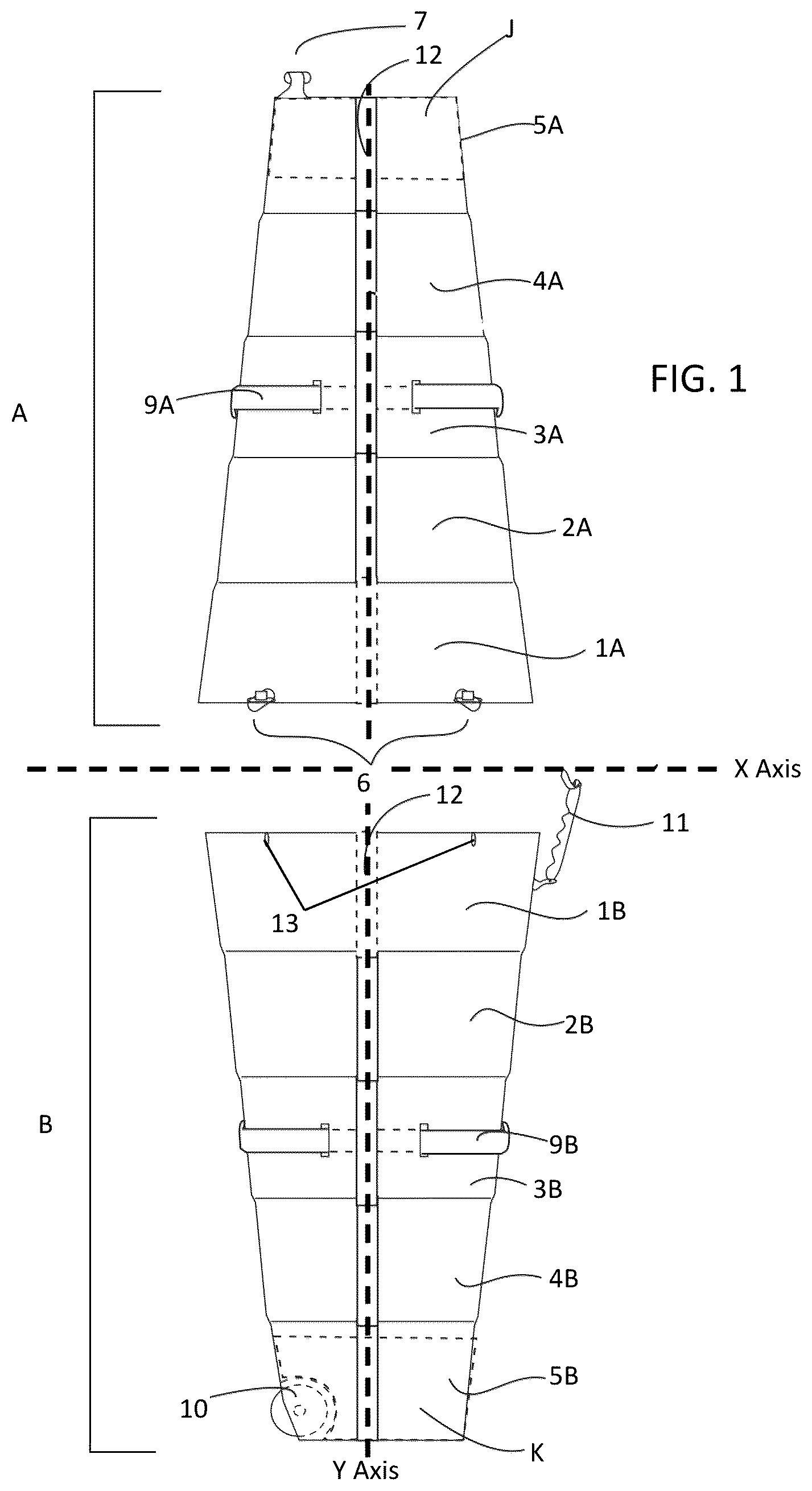 Patent US12611015 — Collapsible hard case for surfboards and other large objects — Figure 1