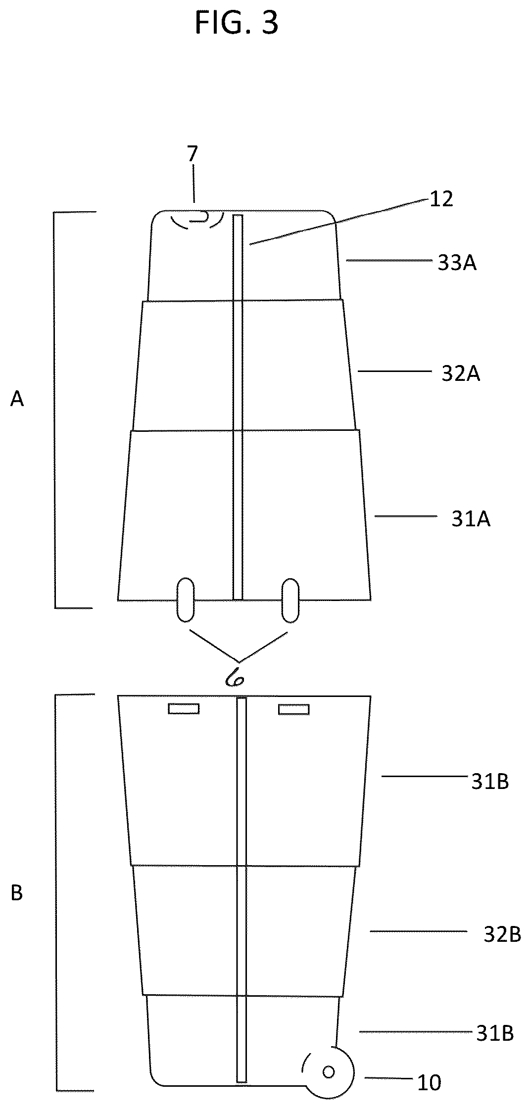 Patent US12611015 Figure 3 – Collapsible hard case for surfboards and other large objects