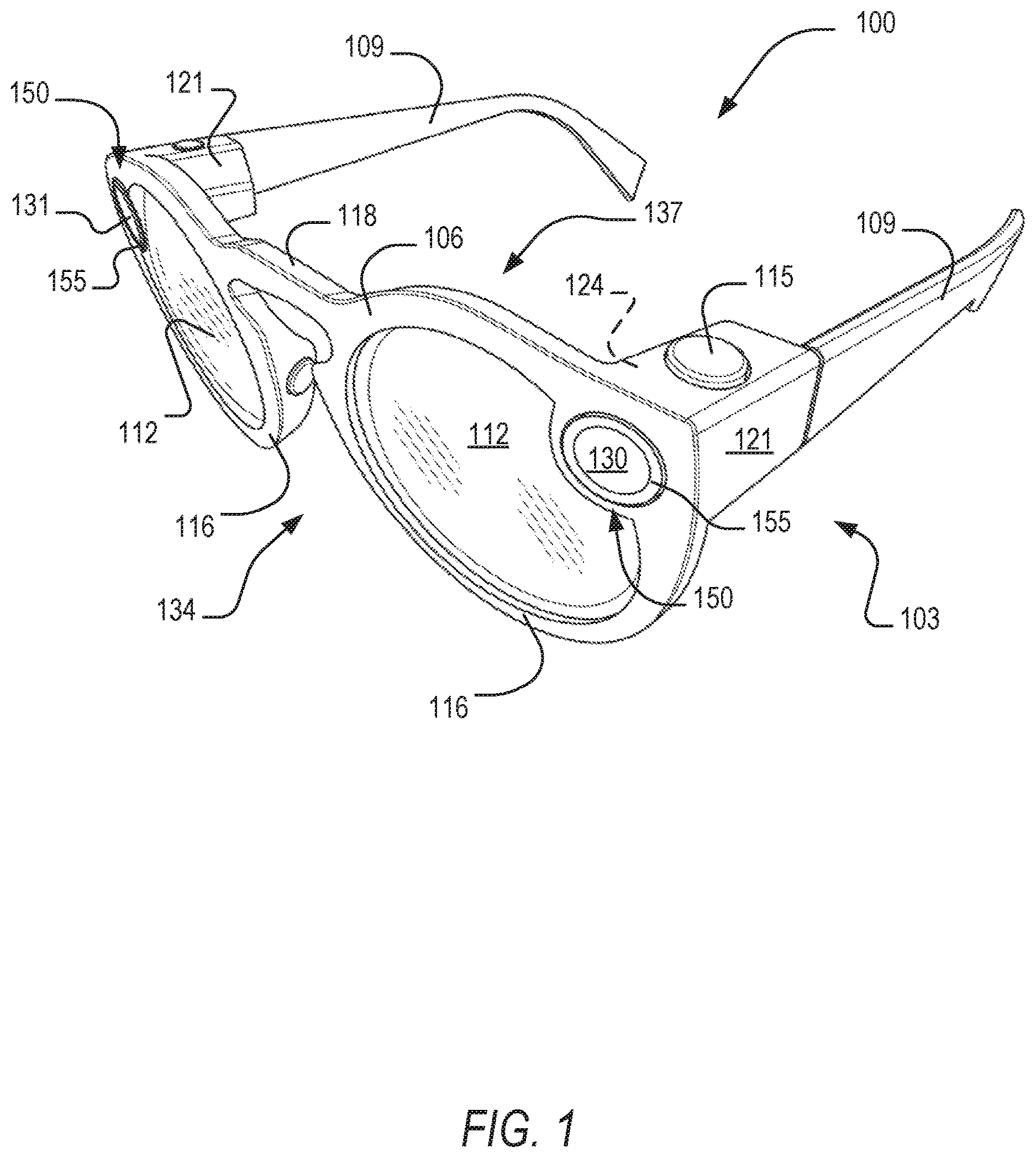 Patent US12611017 Figure 1 – Carry case for rechargeable eyewear devices