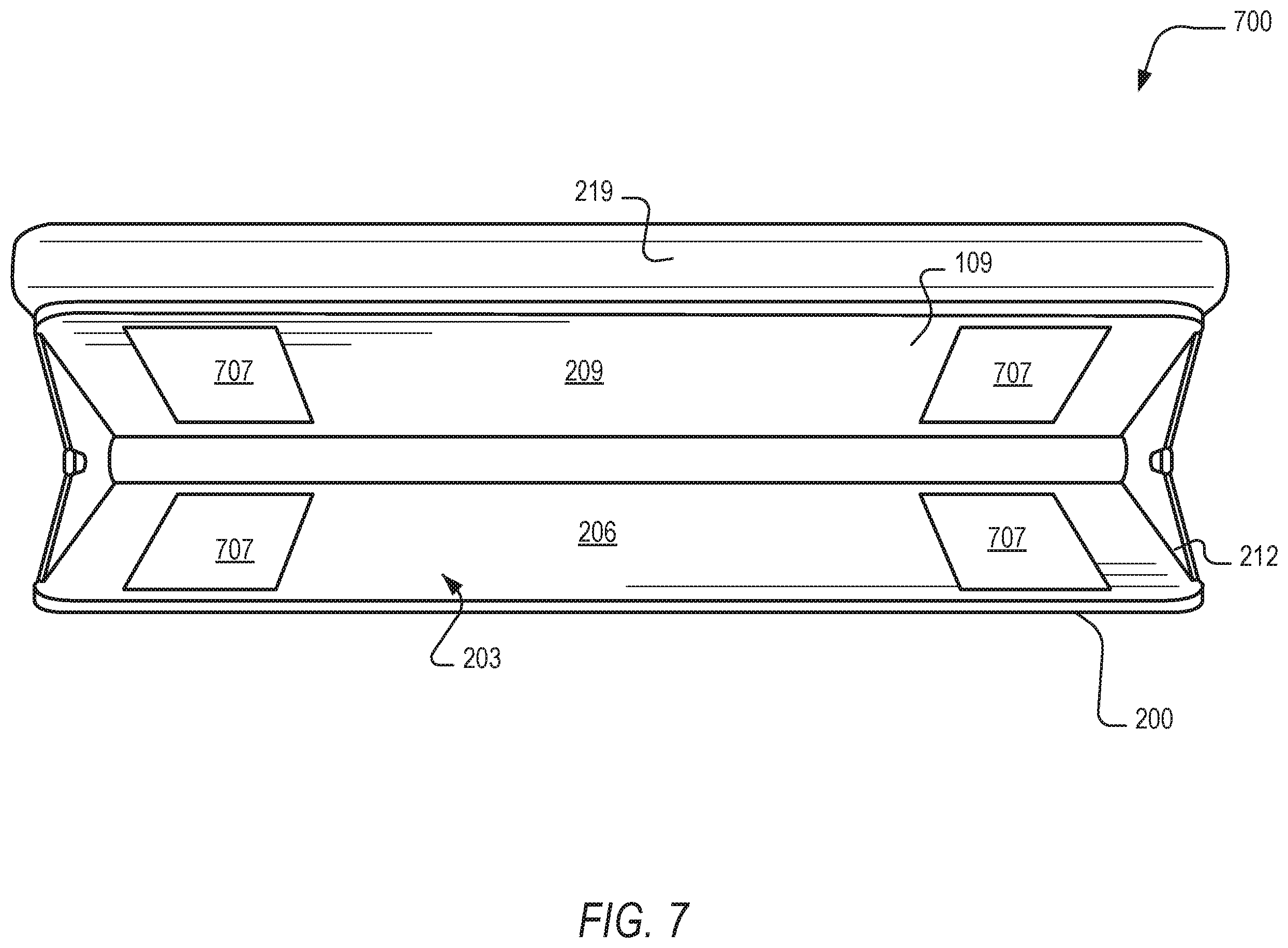 Patent US12611017 Figure 7 – Carry case for rechargeable eyewear devices