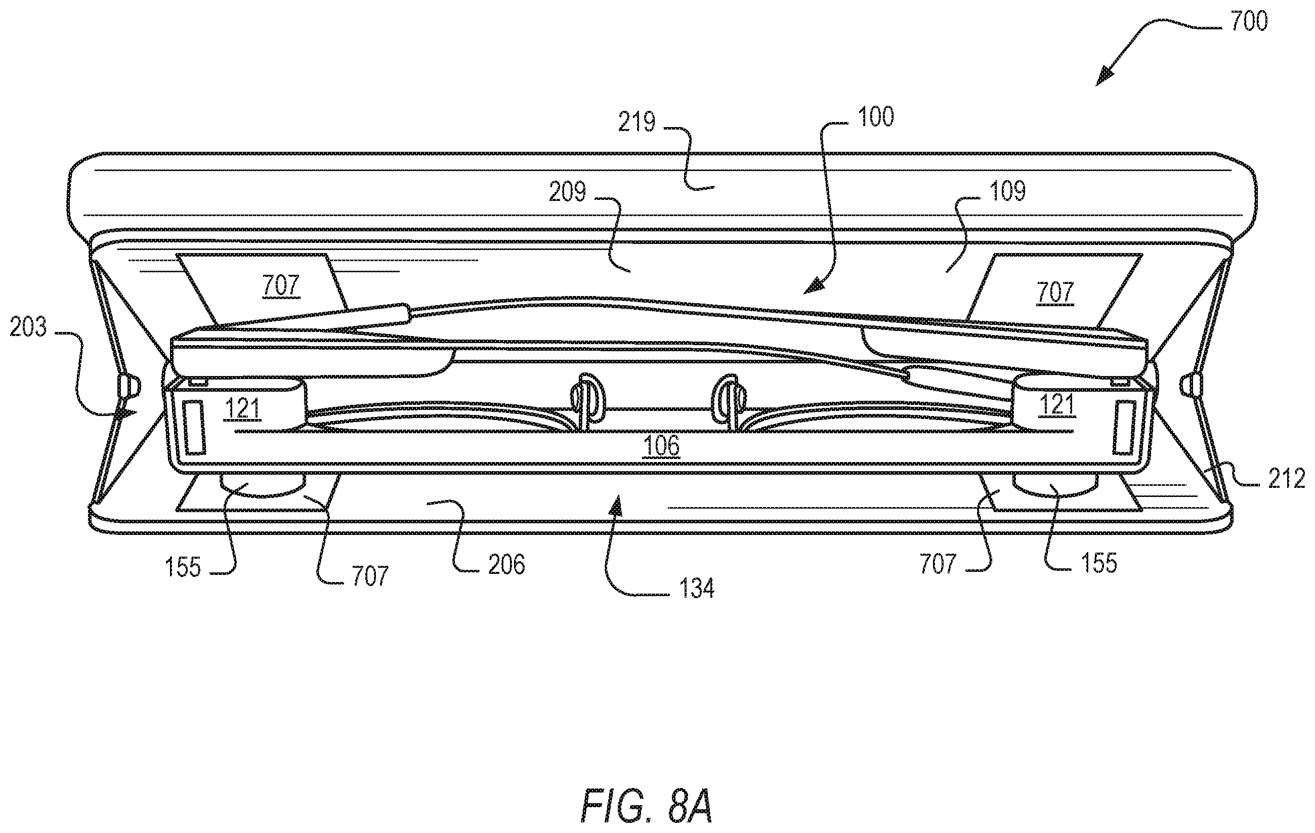 Patent US12611017 Figure 8 – Carry case for rechargeable eyewear devices