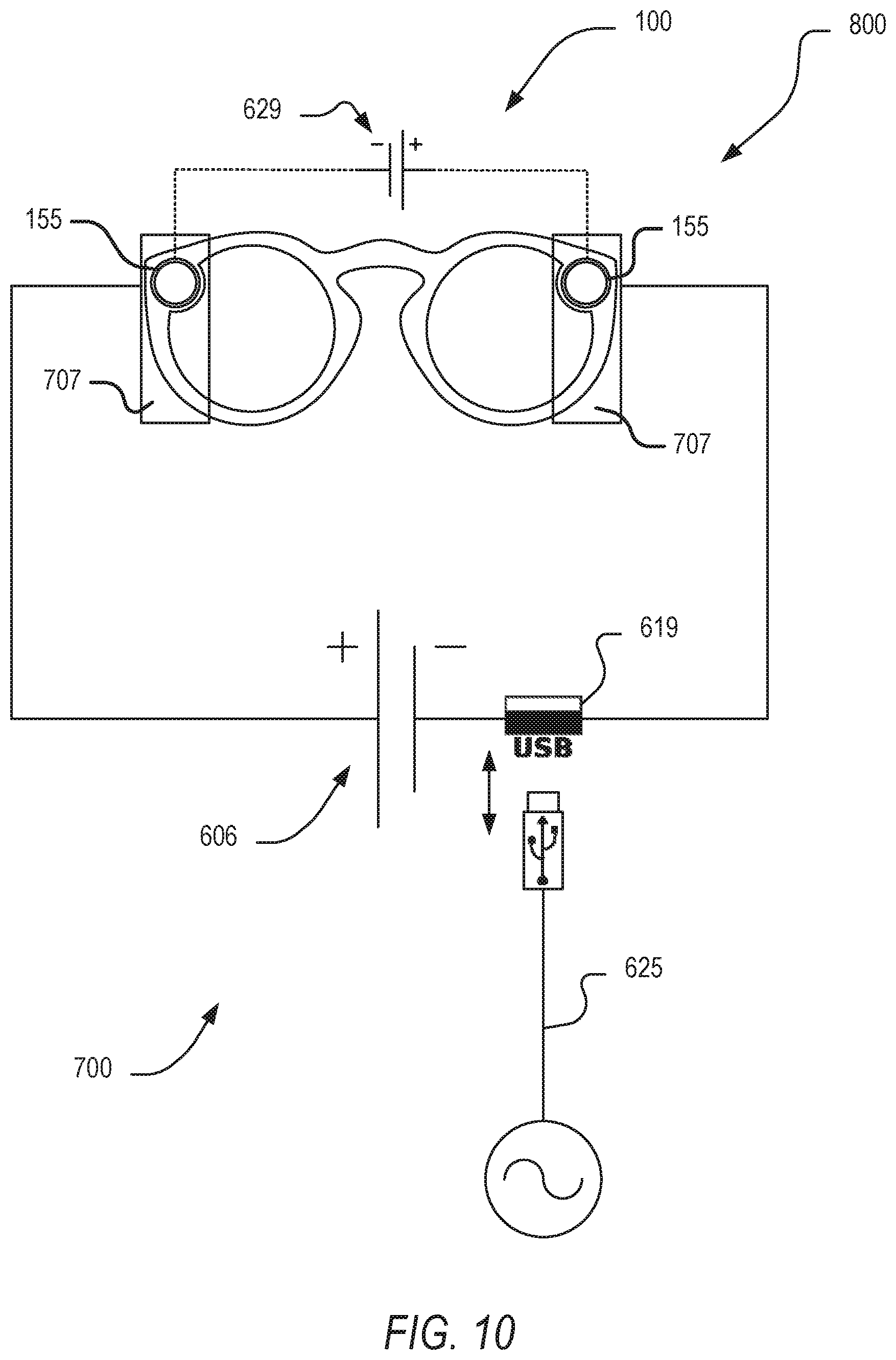 Patent US12611017 Figure 11 – Carry case for rechargeable eyewear devices