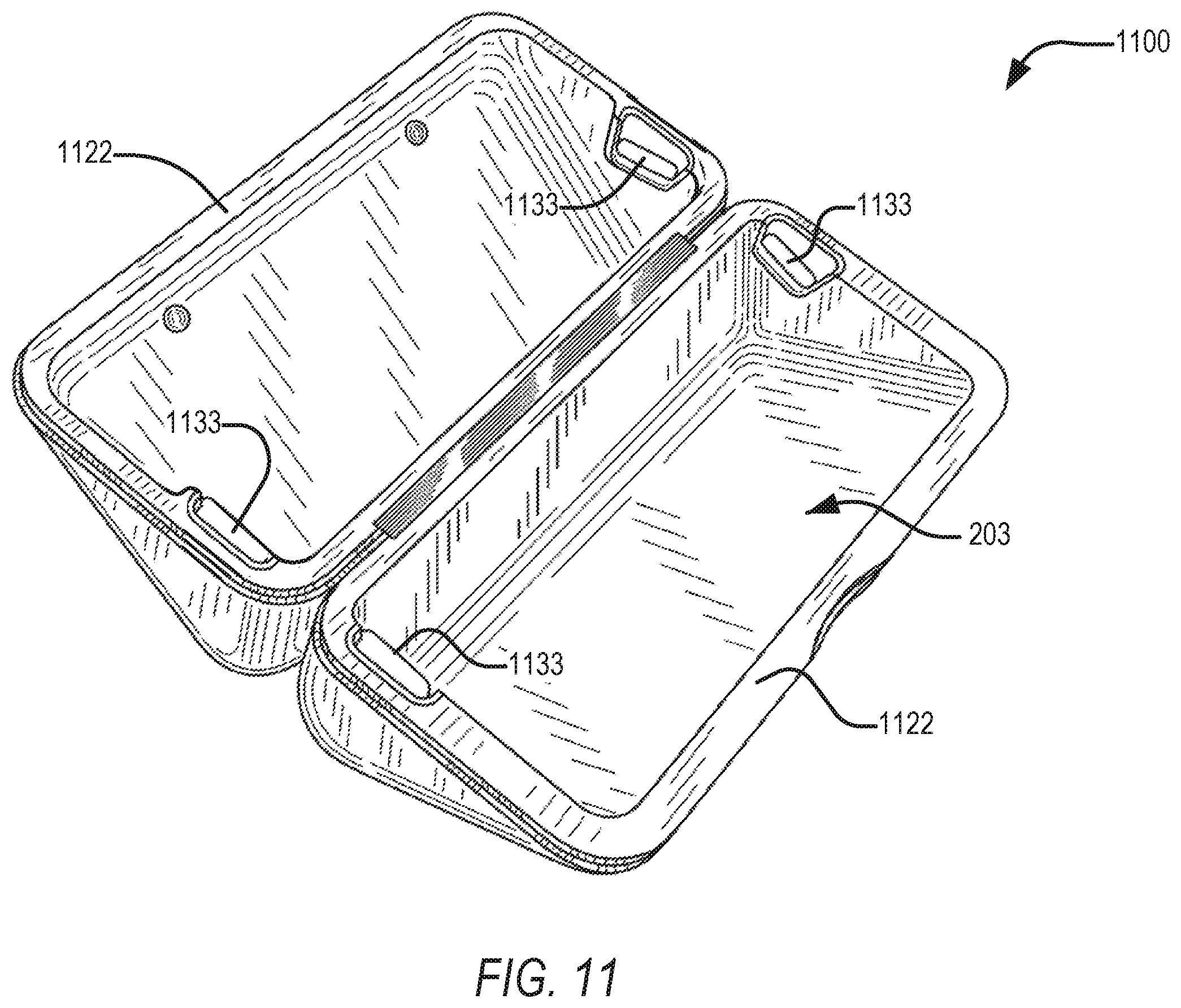 Patent US12611017 Figure 12 – Carry case for rechargeable eyewear devices