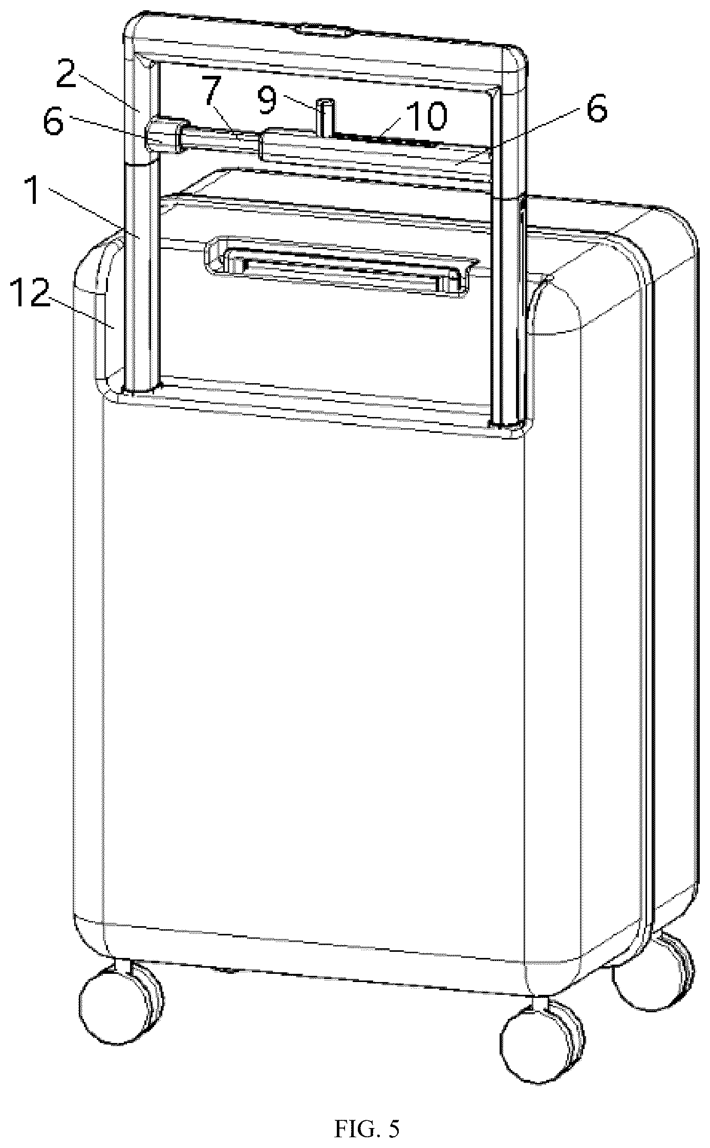 Patent US12611018 Figure 5 – Suitcase telescopic handle and suitcase