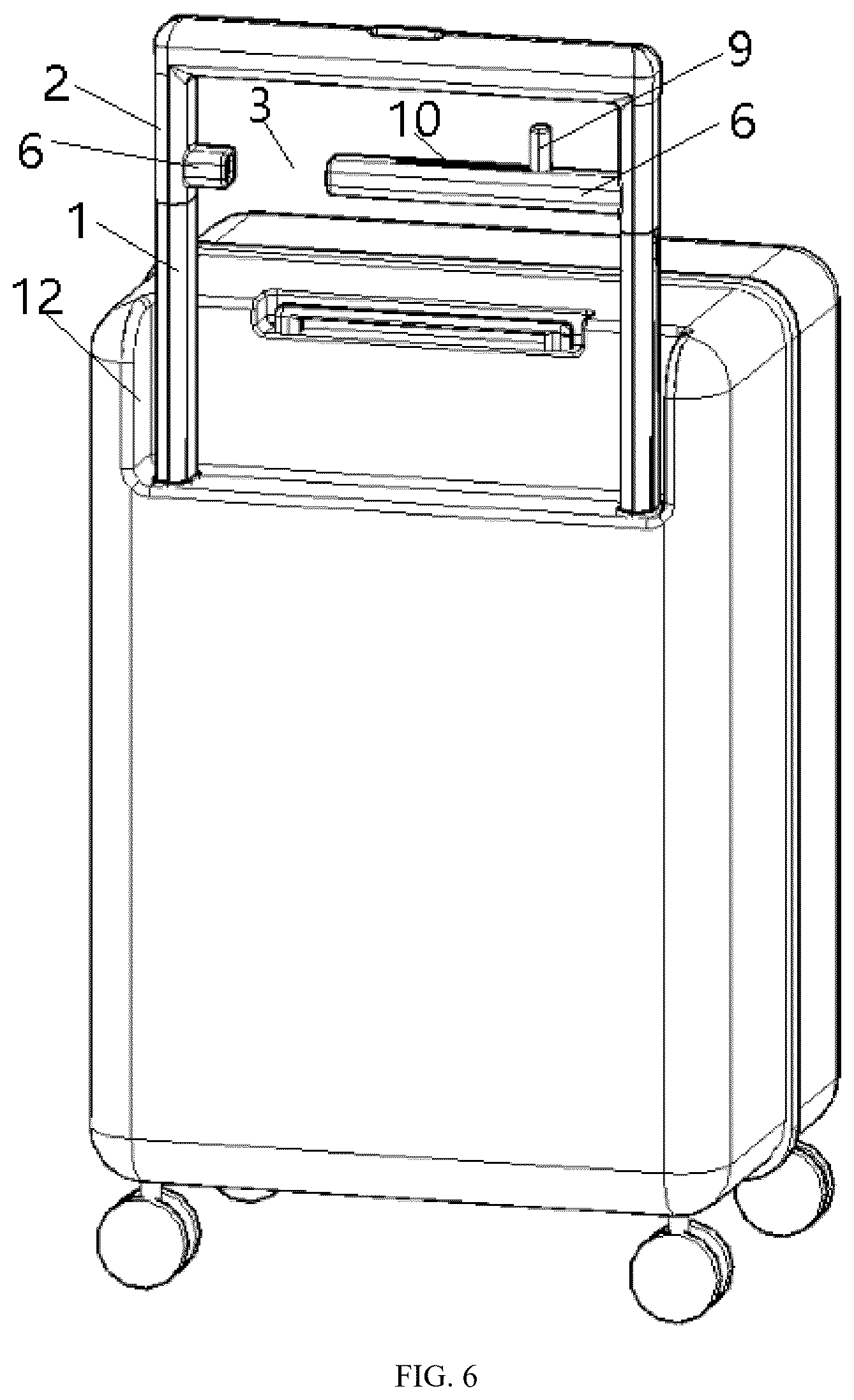 Patent US12611018 Figure 6 – Suitcase telescopic handle and suitcase