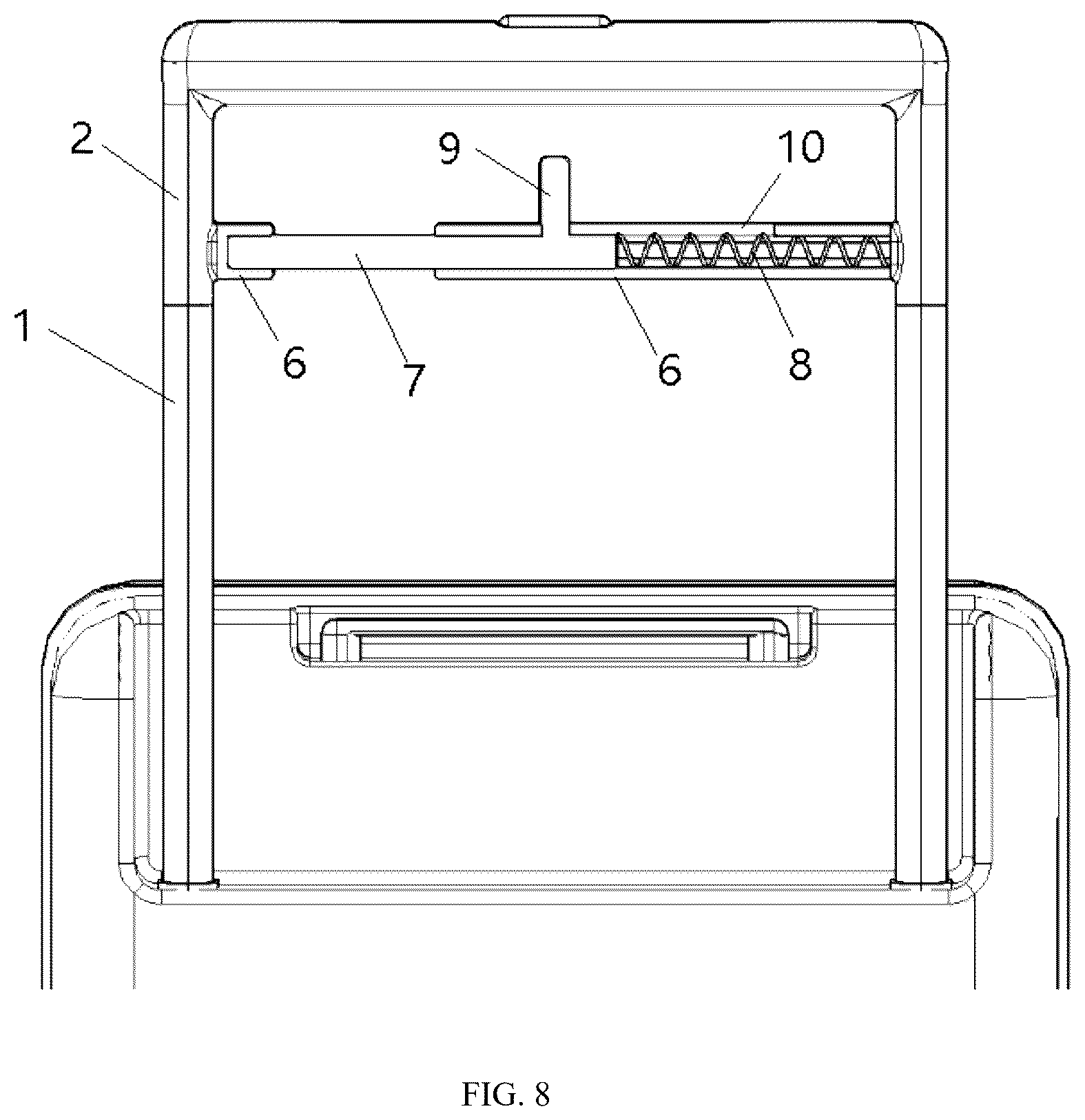 Patent US12611018 Figure 8 – Suitcase telescopic handle and suitcase