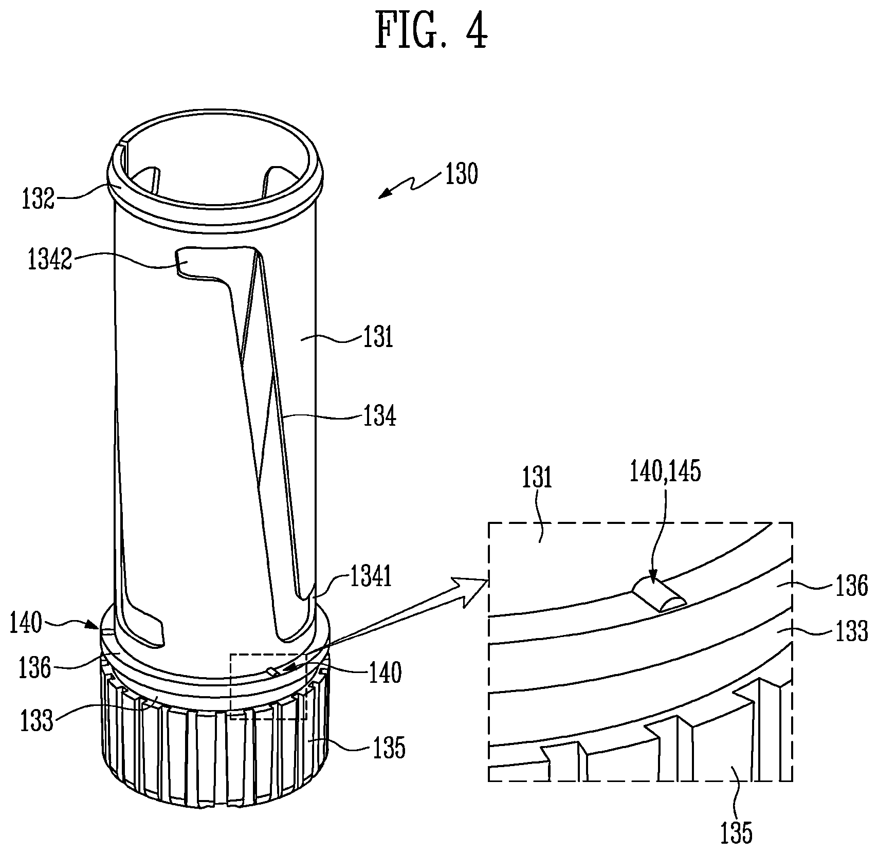 Patent US12611024 Figure 4 – Cosmetic container