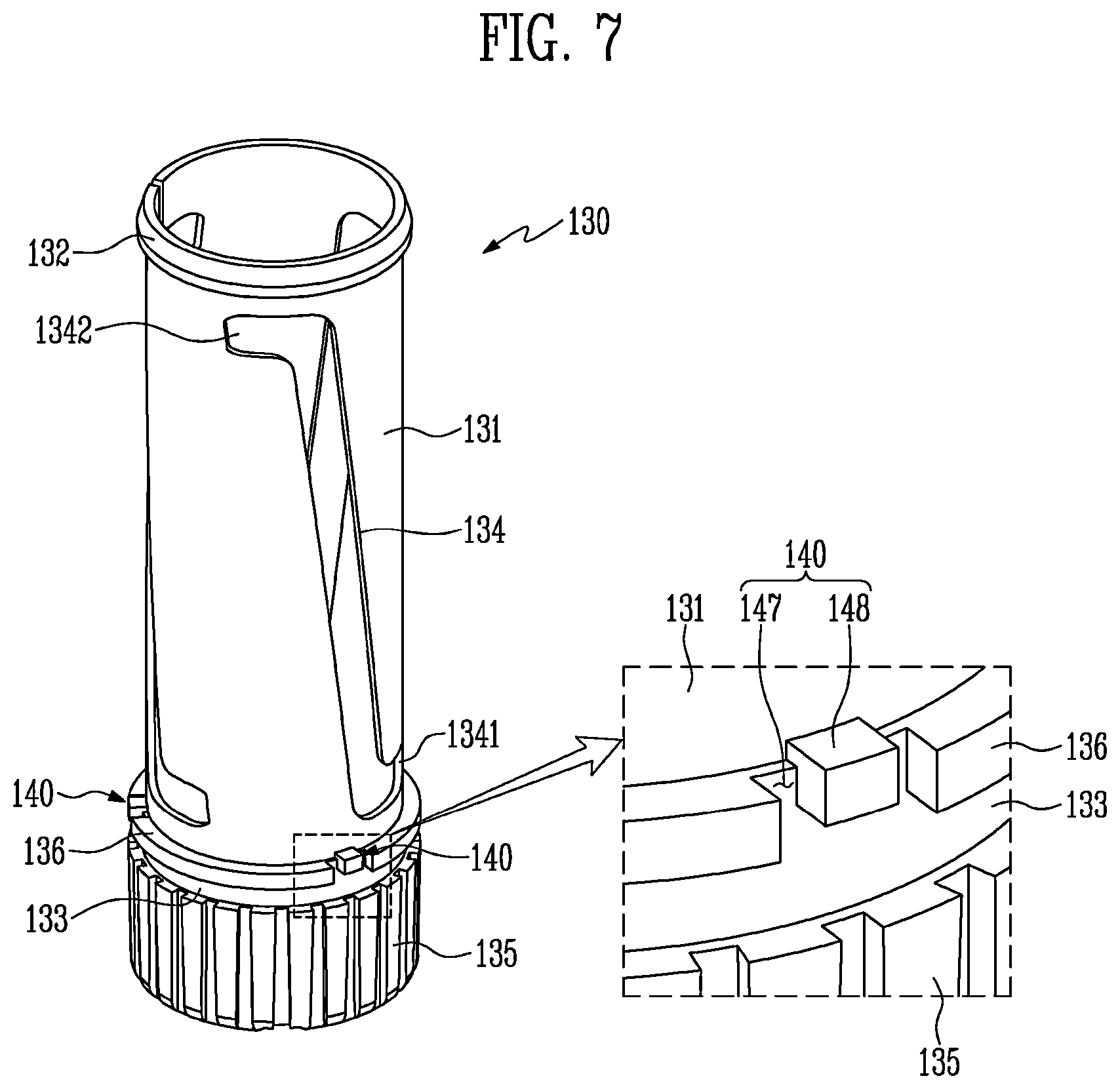 Patent US12611024 Figure 7 – Cosmetic container