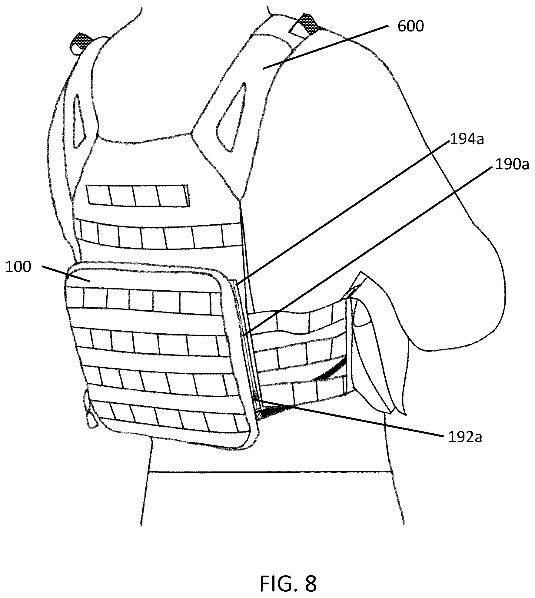 Patent US12611026 Figure 9 – Wearable and replaceable pouch or skin for holding a portable battery pack