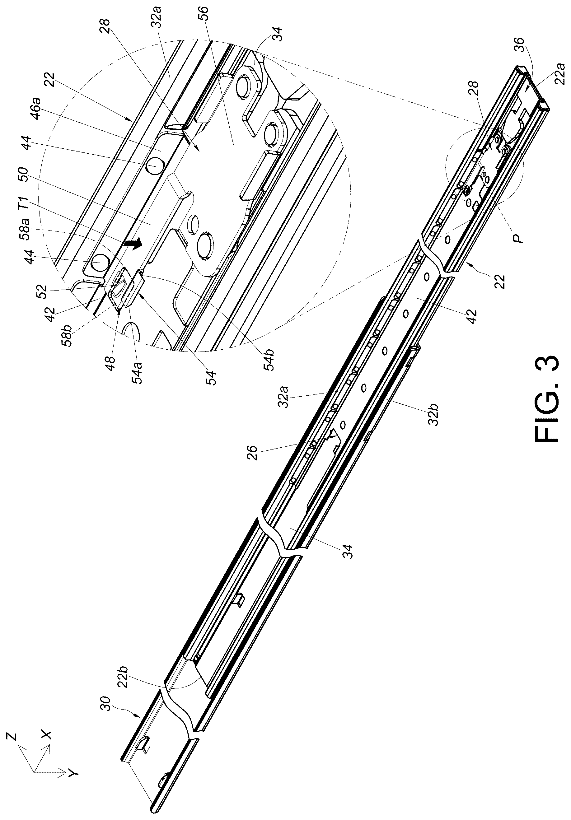 Patent US12611030 Figure 3 – Slide rail assembly