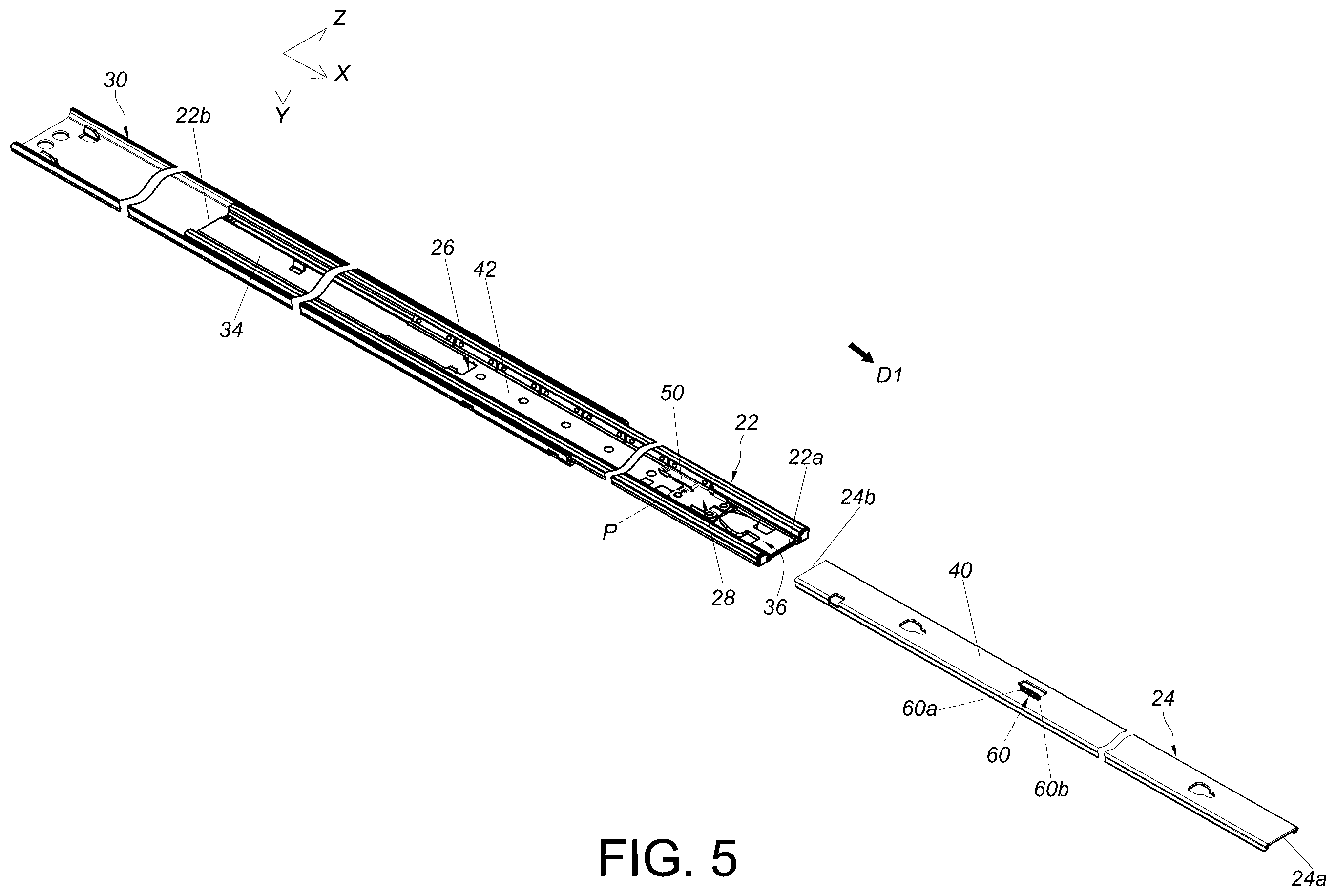 Patent US12611030 Figure 5 – Slide rail assembly