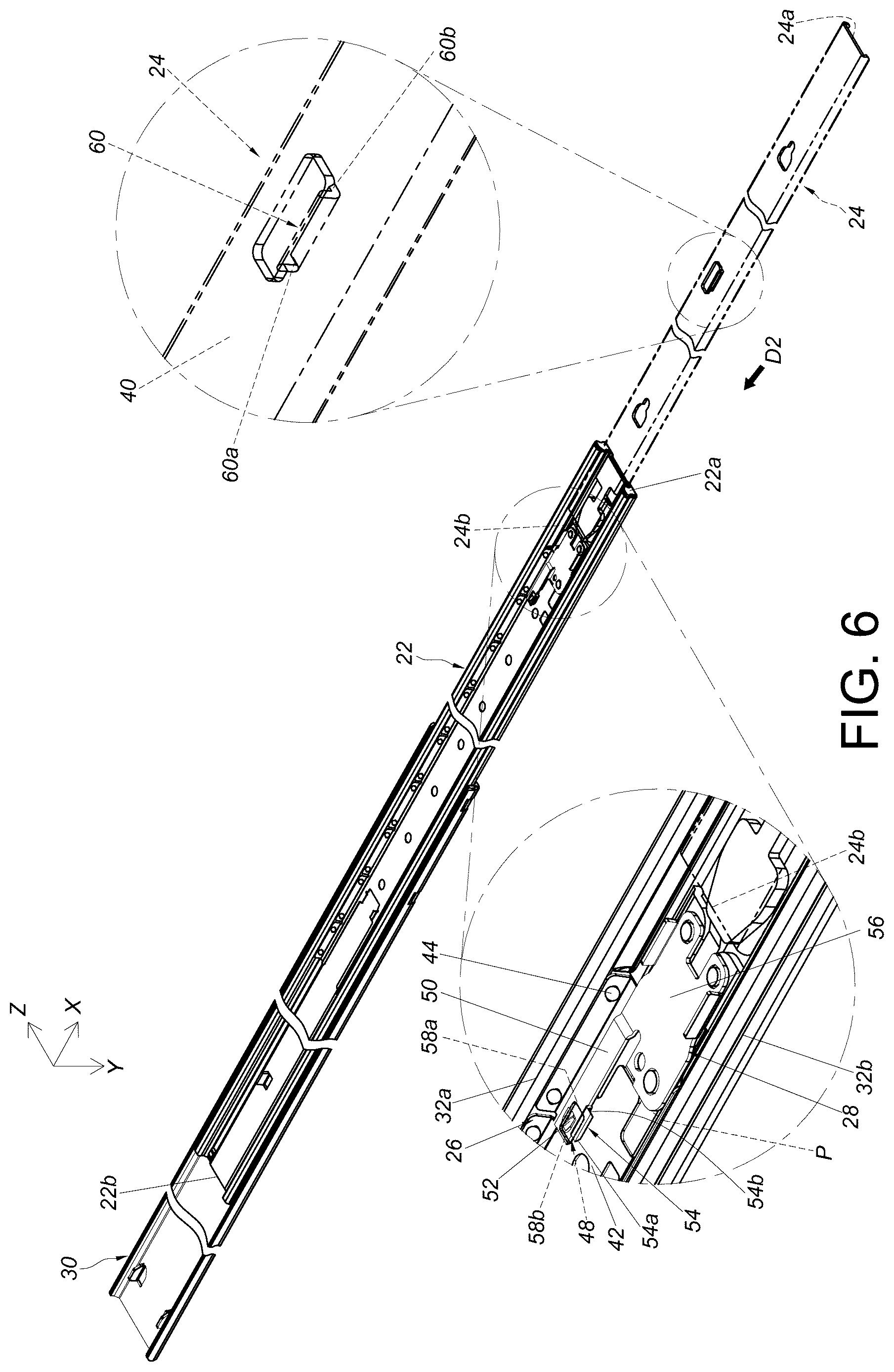 Patent US12611030 Figure 6 – Slide rail assembly