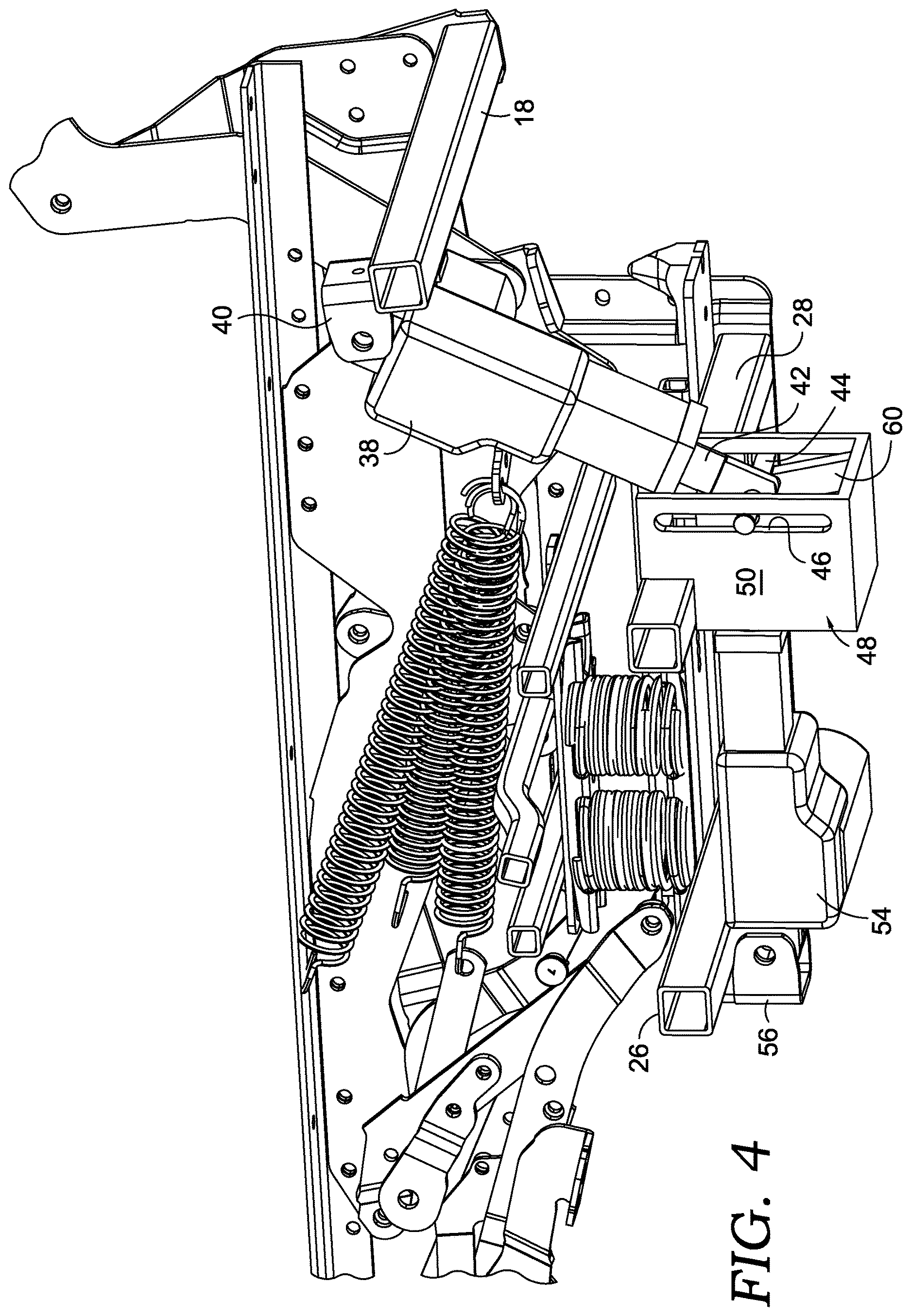 Patent US12611033 Figure 4 – Chair mechanism with selective auto-rocking capability