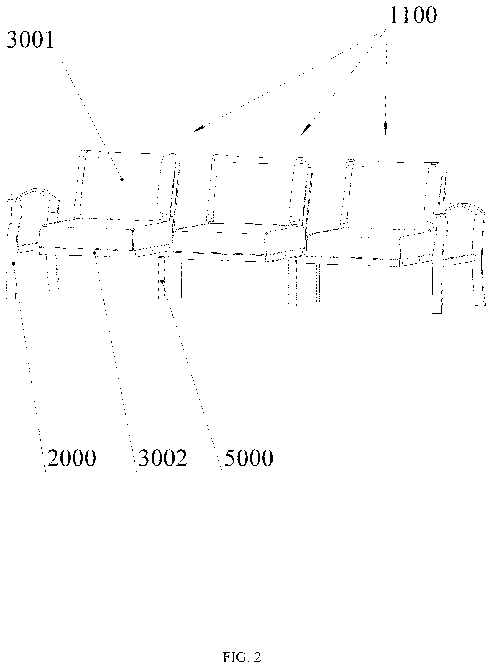 Patent US12611039 Figure 2 – Sofa set convenient to assemble