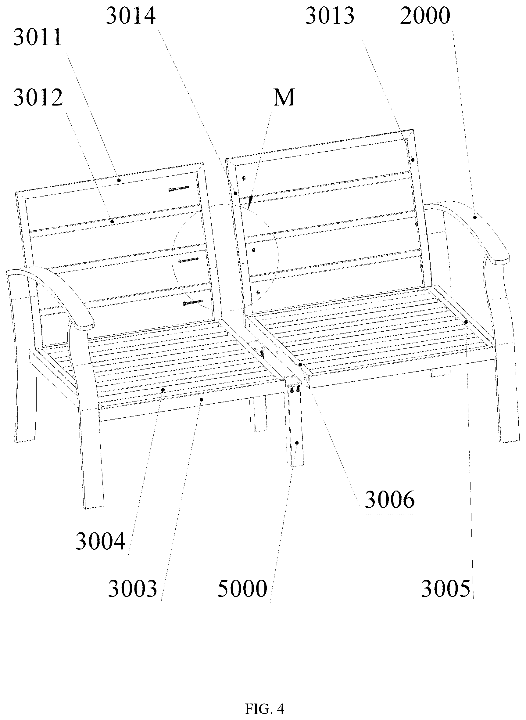 Patent US12611039 Figure 4 – Sofa set convenient to assemble