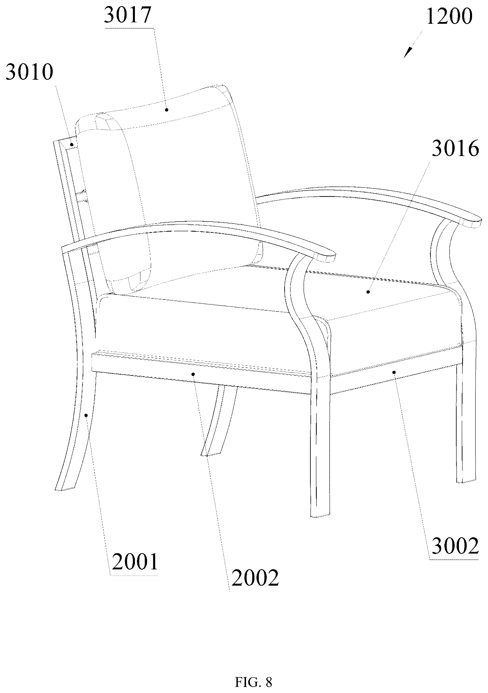 Patent US12611039 Figure 8 – Sofa set convenient to assemble