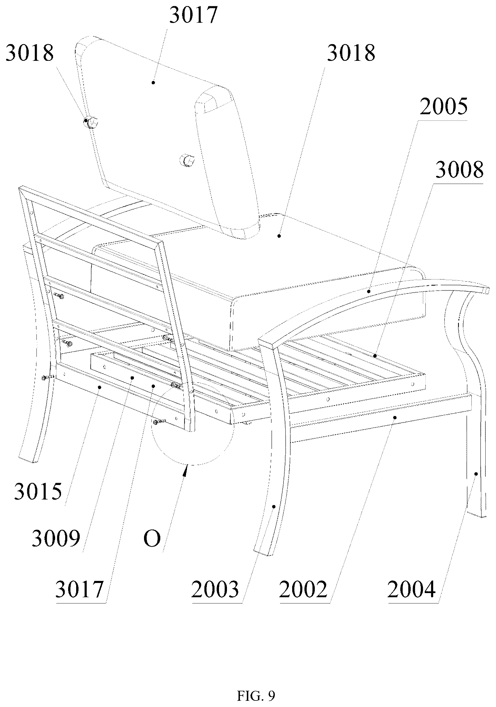 Patent US12611039 Figure 9 – Sofa set convenient to assemble