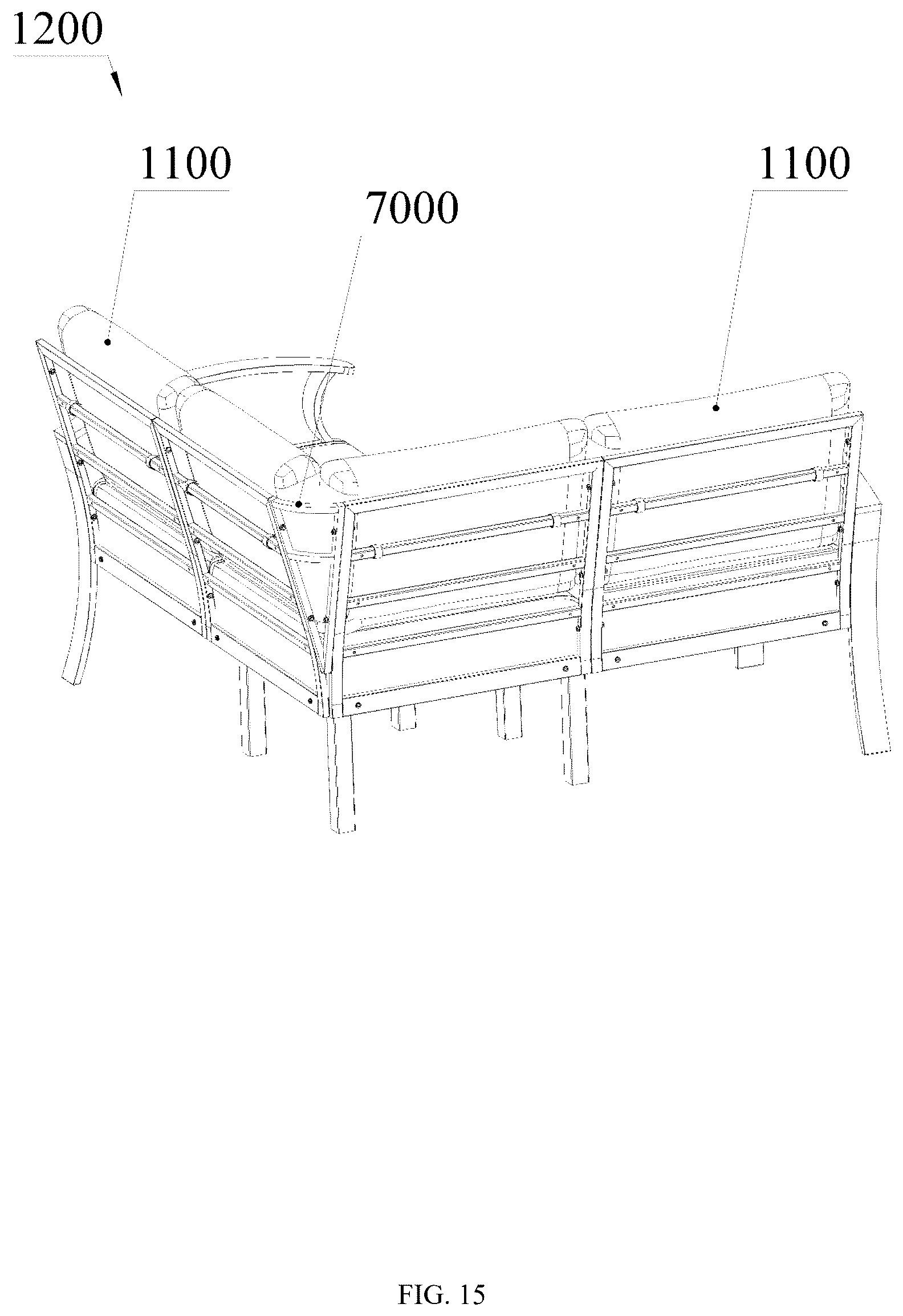 Patent US12611039 Figure 15 – Sofa set convenient to assemble