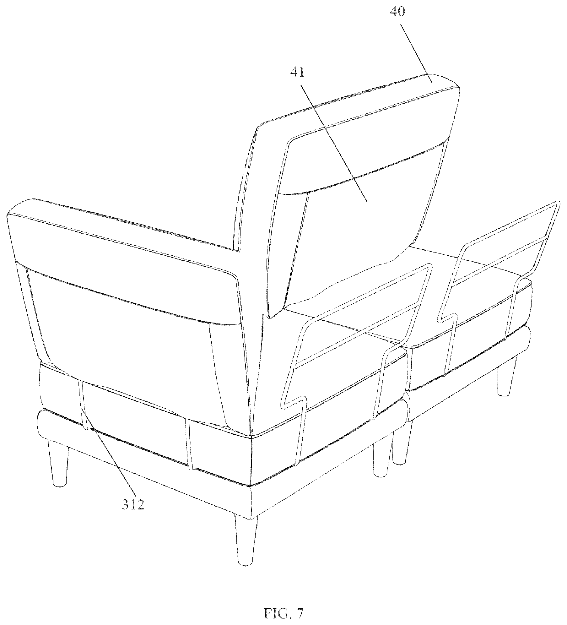 Patent US12611040 Figure 7 – Modular sofa