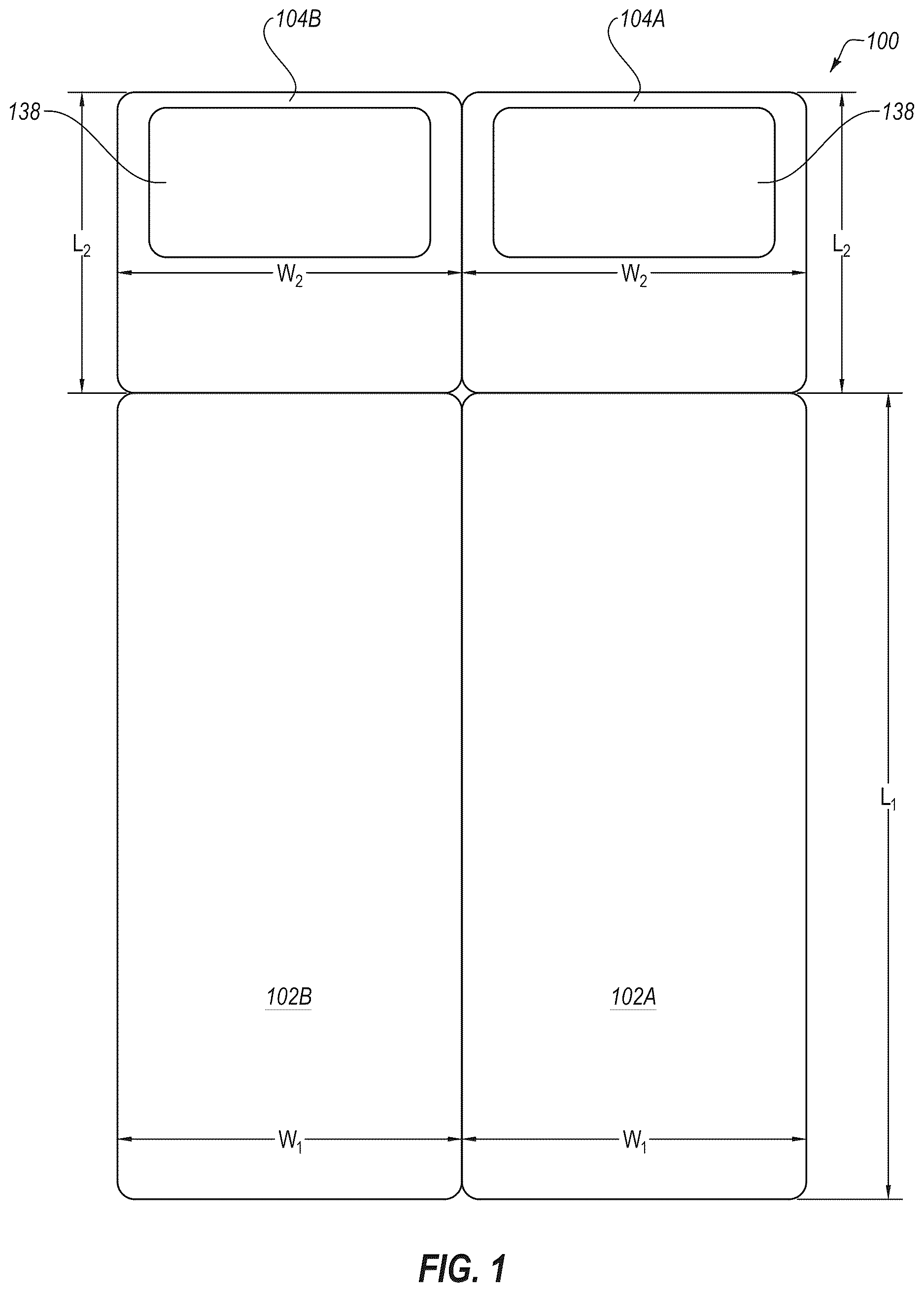 Patent US12611042 Figure 1 – Adjustable sleep system with independent sections