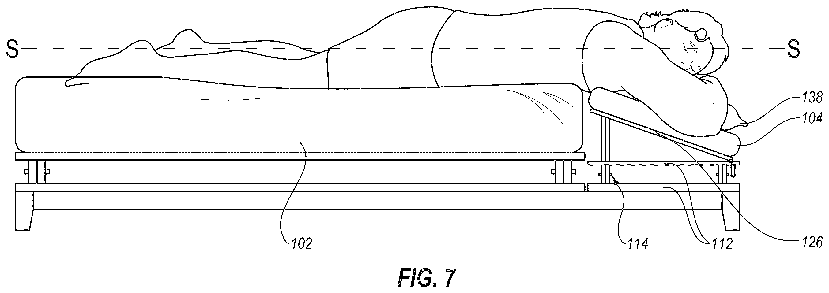 Patent US12611042 Figure 7 – Adjustable sleep system with independent sections
