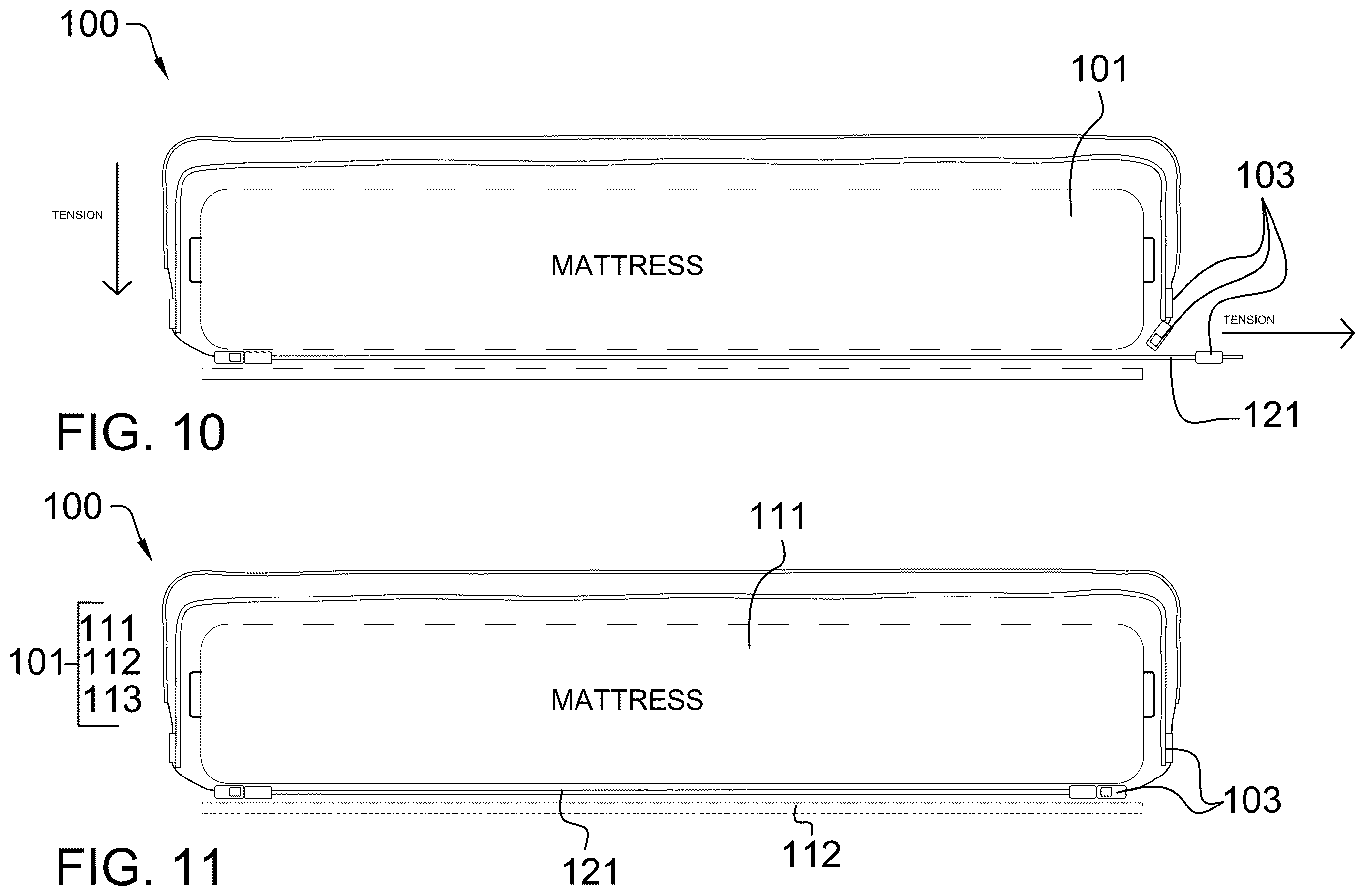 Patent US12611043 Figure 9 – Bedding securing and making system