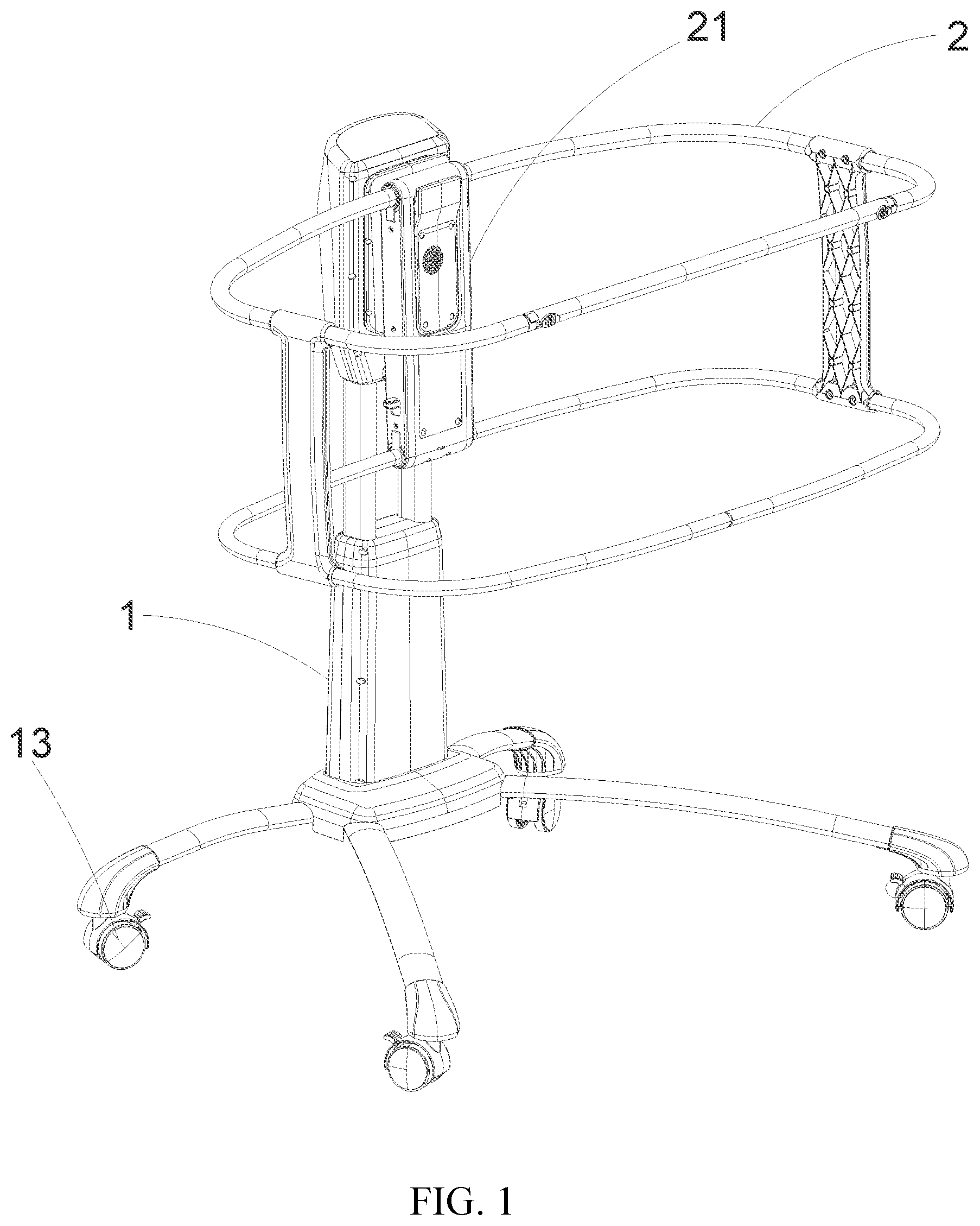 Patent US12611050 Figure 1 – Baby bassinet
