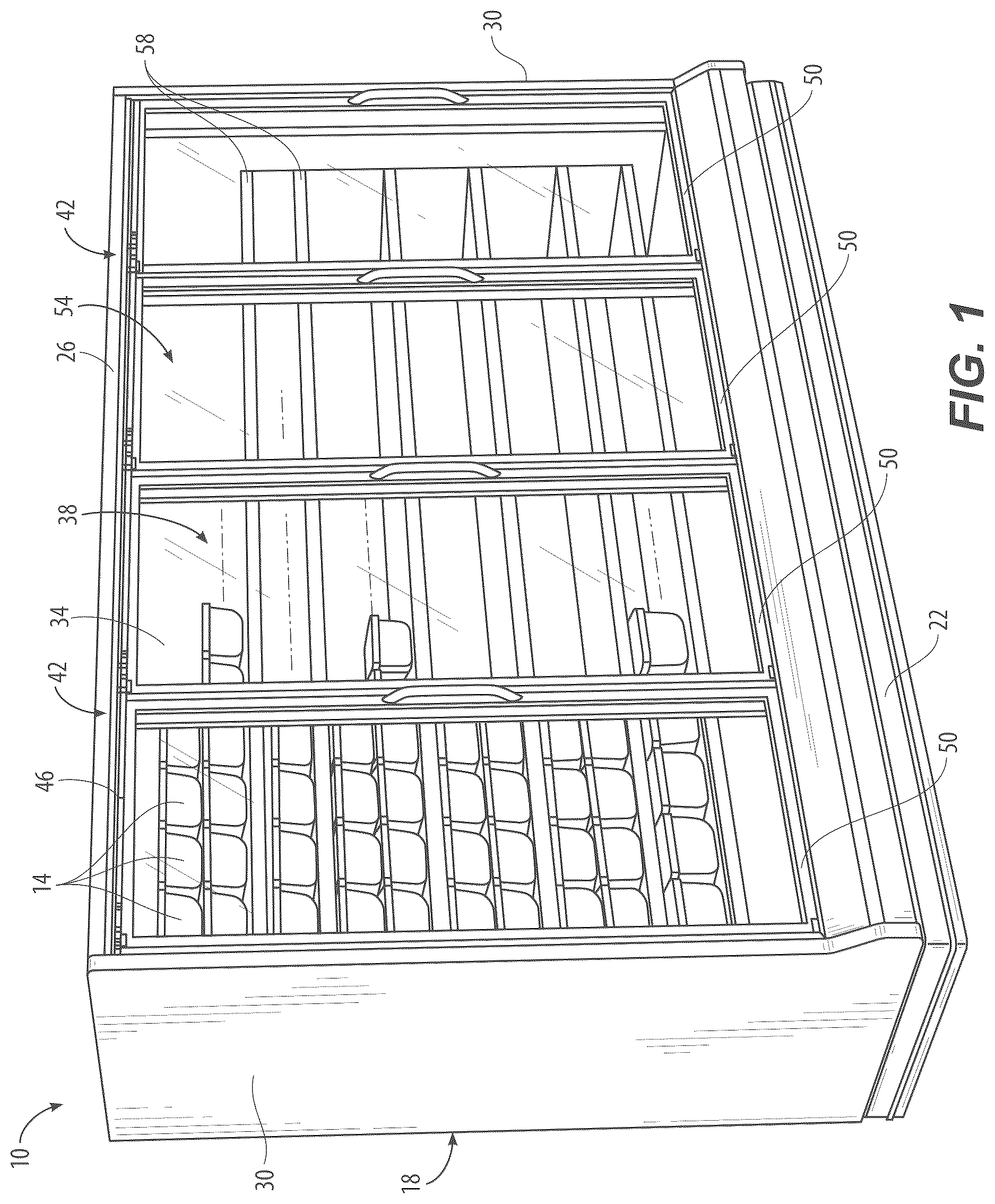 Patent US12611051 Figure 1 – Door panel for a merchandiser