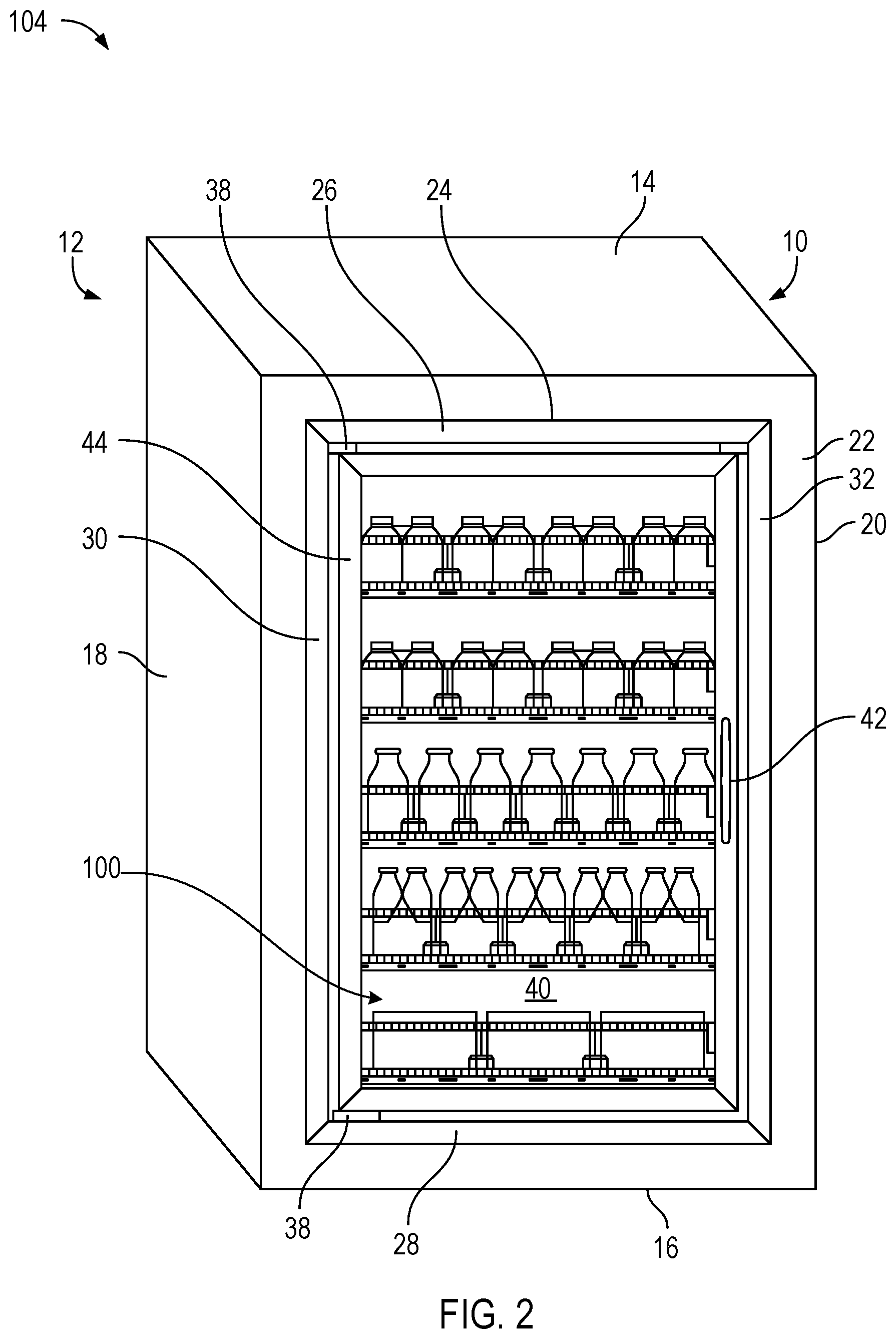 Patent US12611052 Figure 2 – Reducing power consumption of refrigerated display case with electronic door display