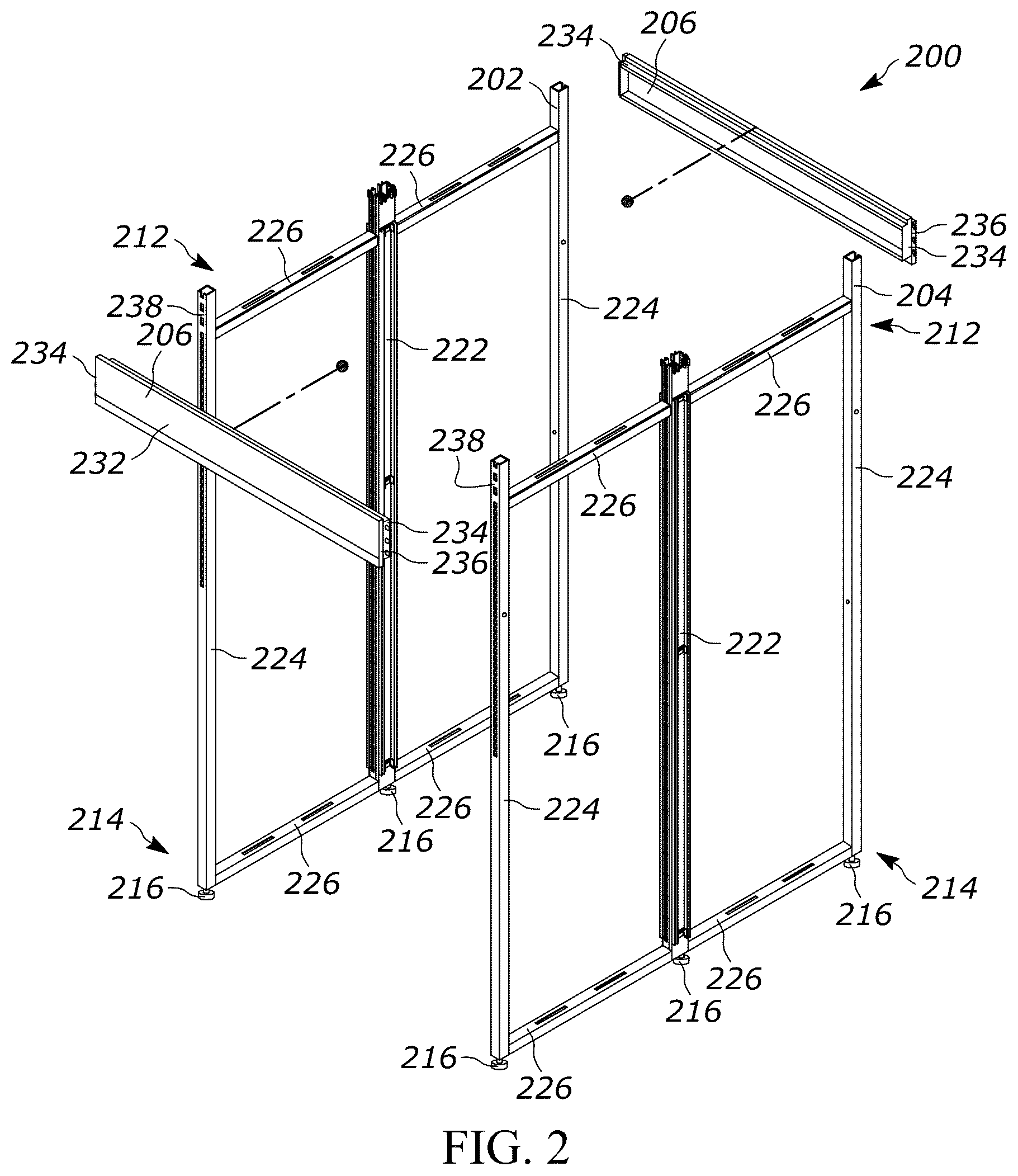 Patent US12611054 Figure 2 – Gondola shelving unit