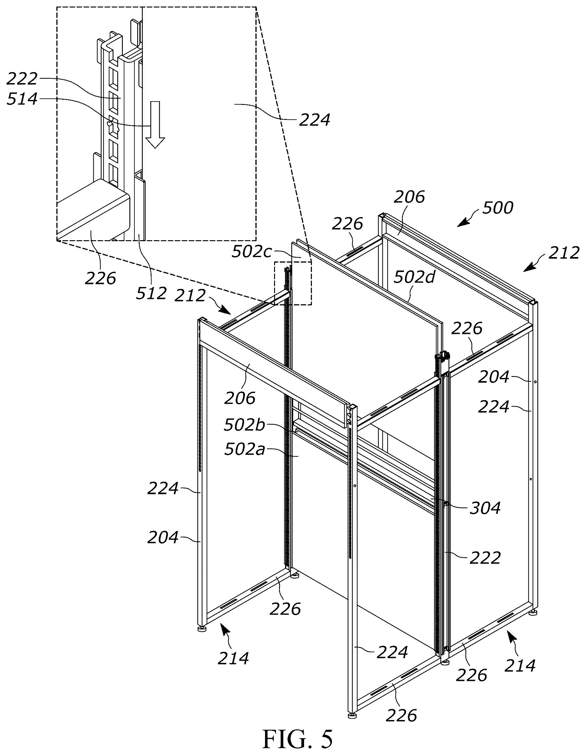 Patent US12611054 Figure 5 – Gondola shelving unit