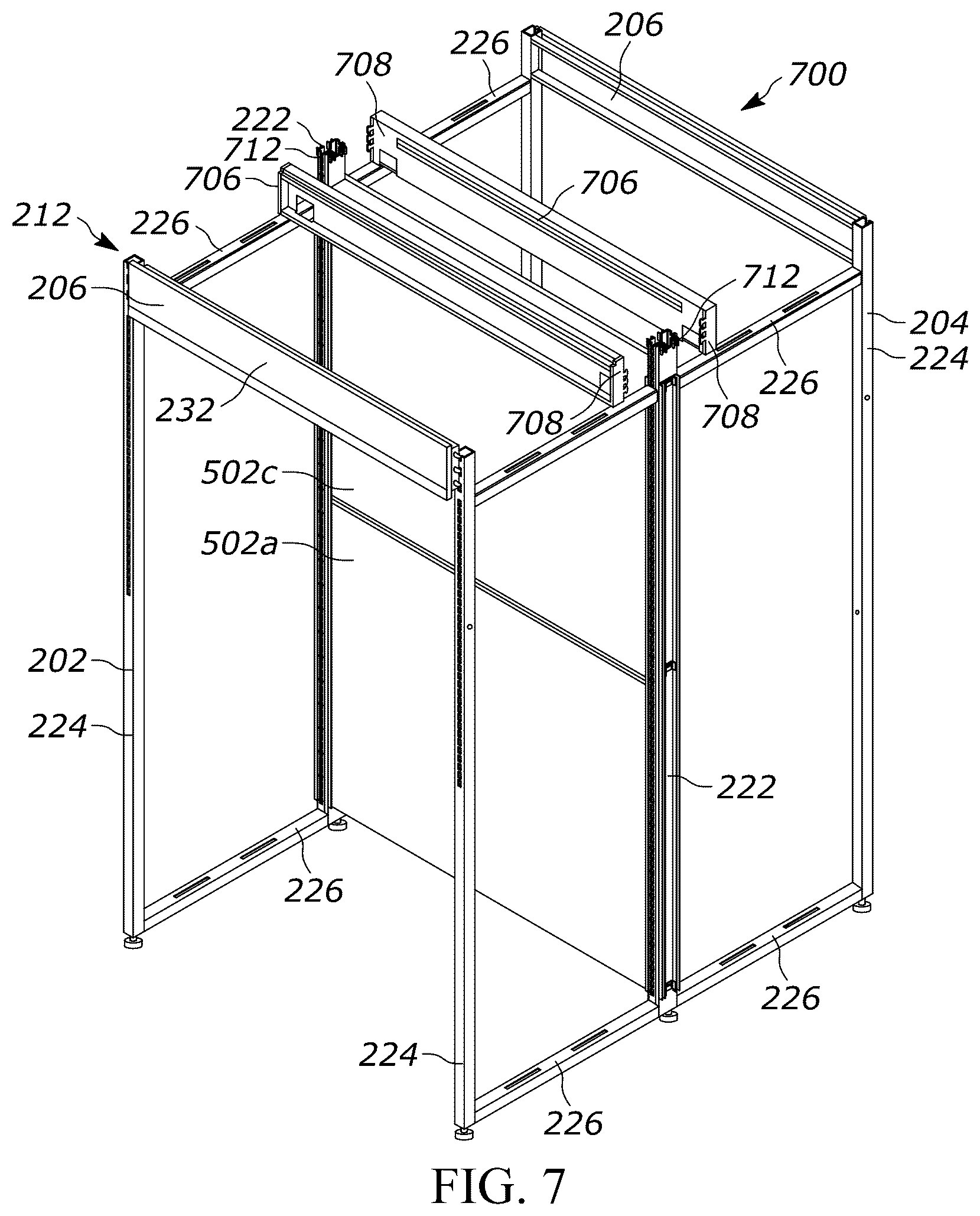 Patent US12611054 Figure 7 – Gondola shelving unit