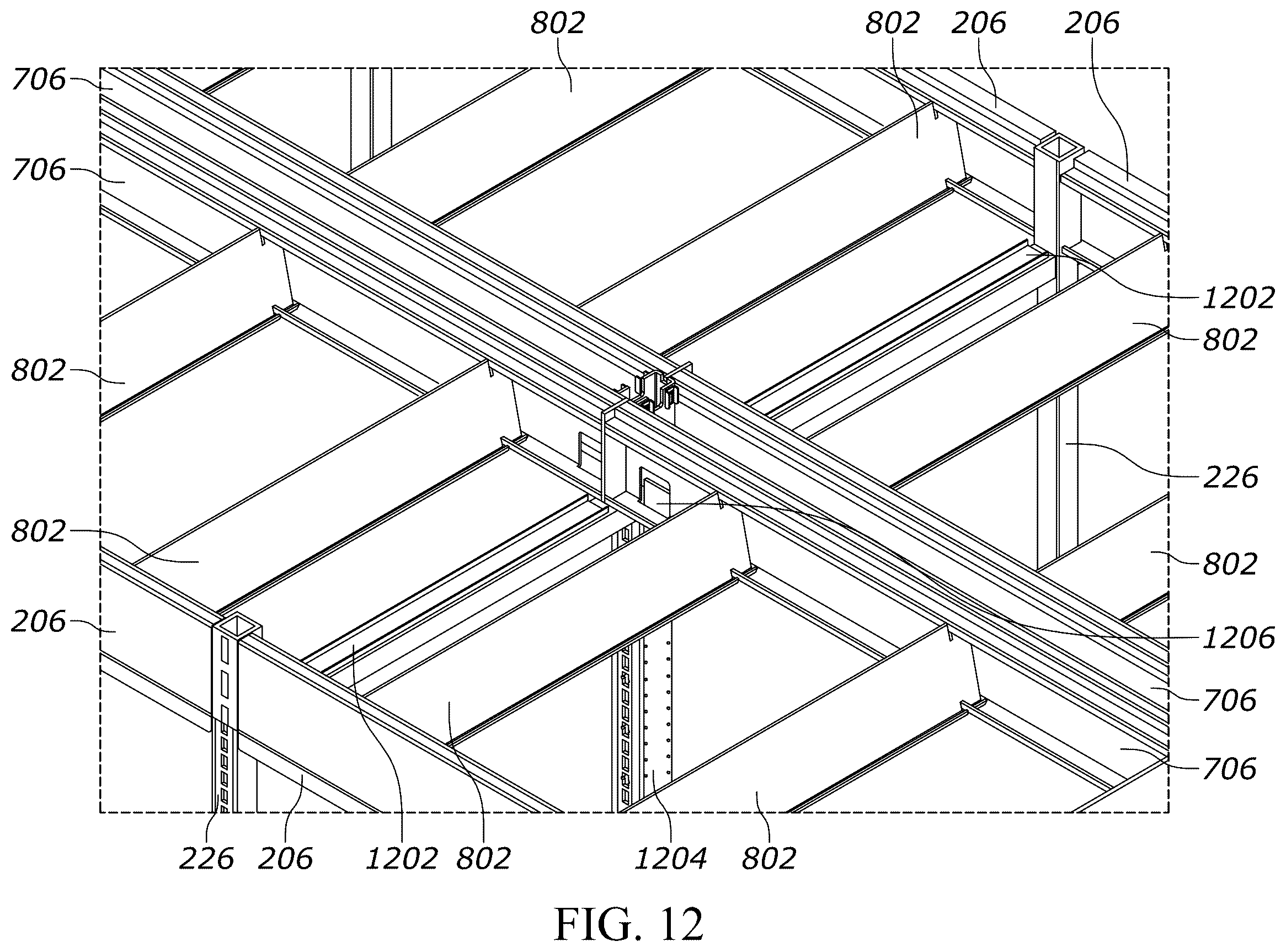 Patent US12611054 Figure 11 – Gondola shelving unit