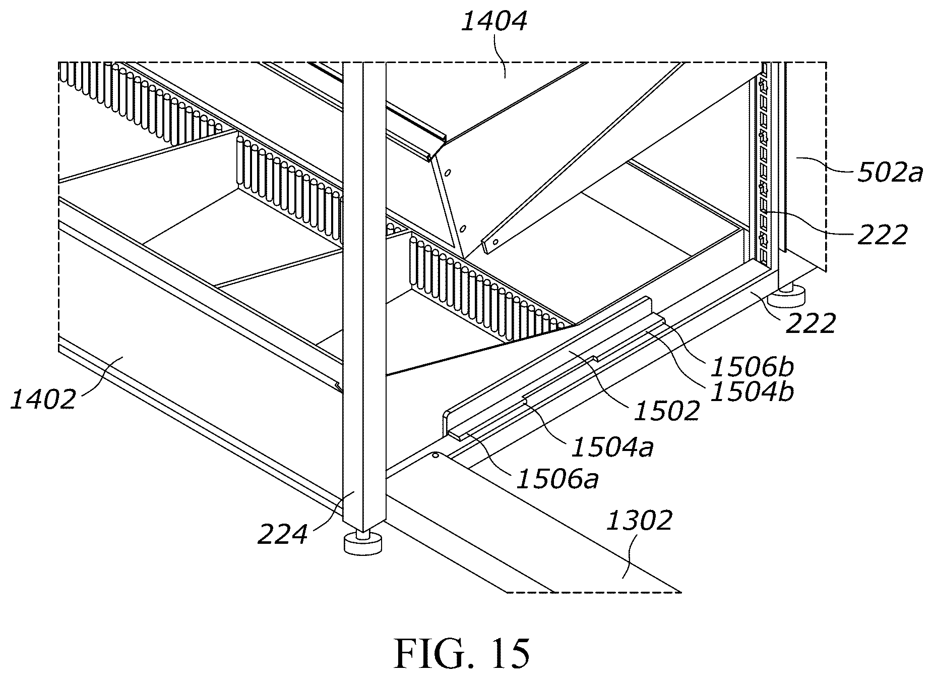 Patent US12611054 Figure 14 – Gondola shelving unit