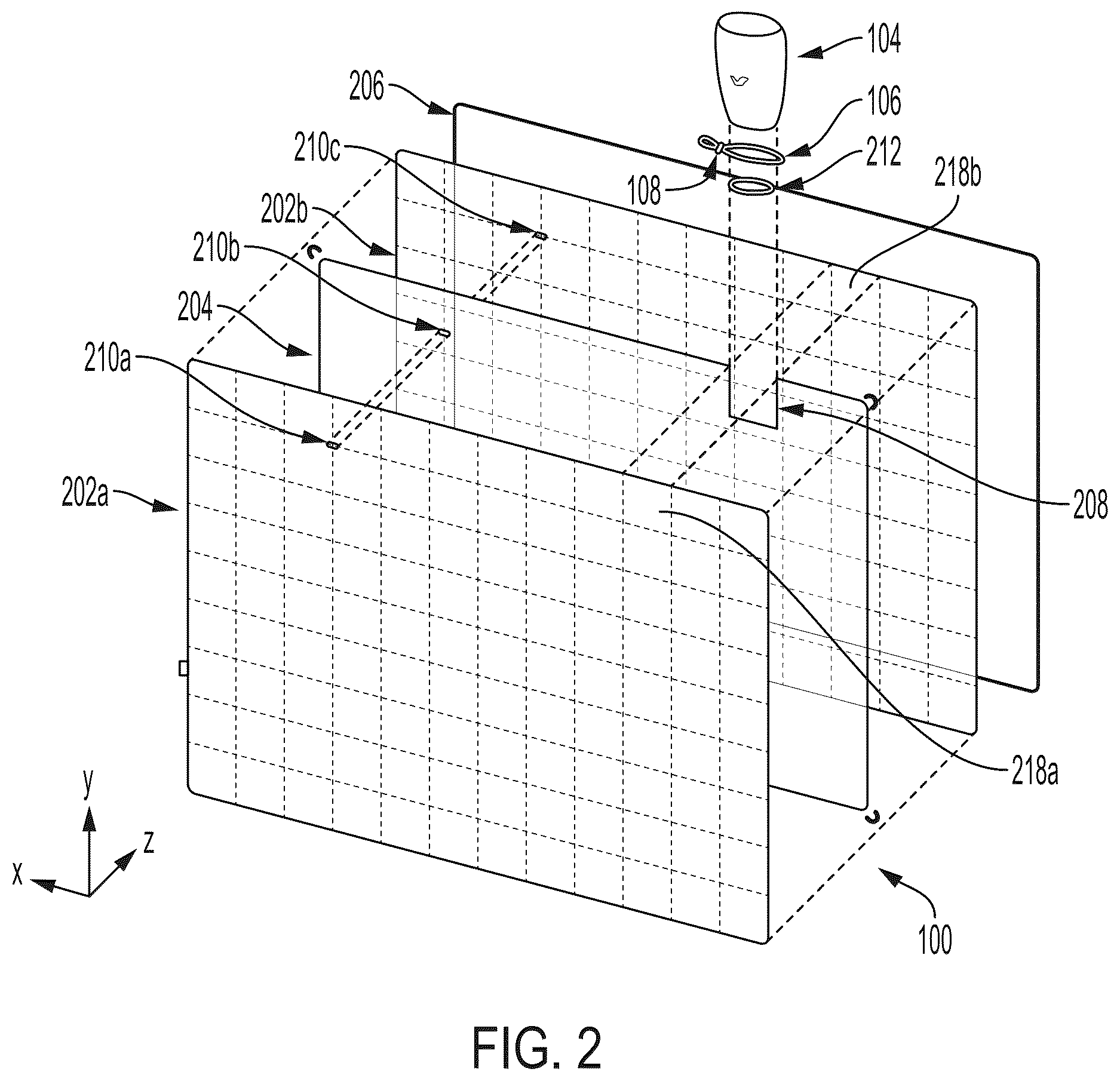 Patent US12611056 Figure 2 – Convertible blanket with storage sack