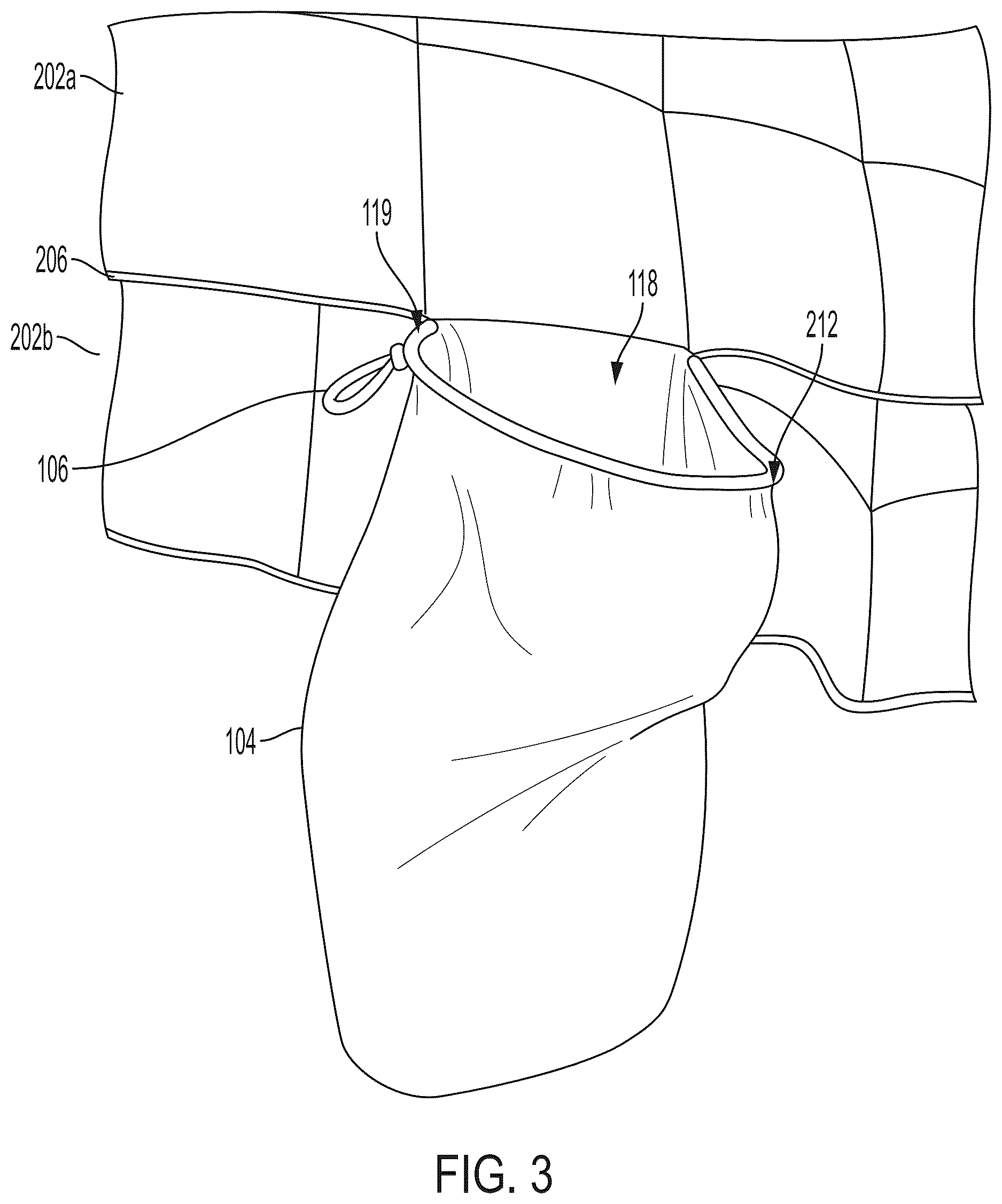 Patent US12611056 Figure 3 – Convertible blanket with storage sack