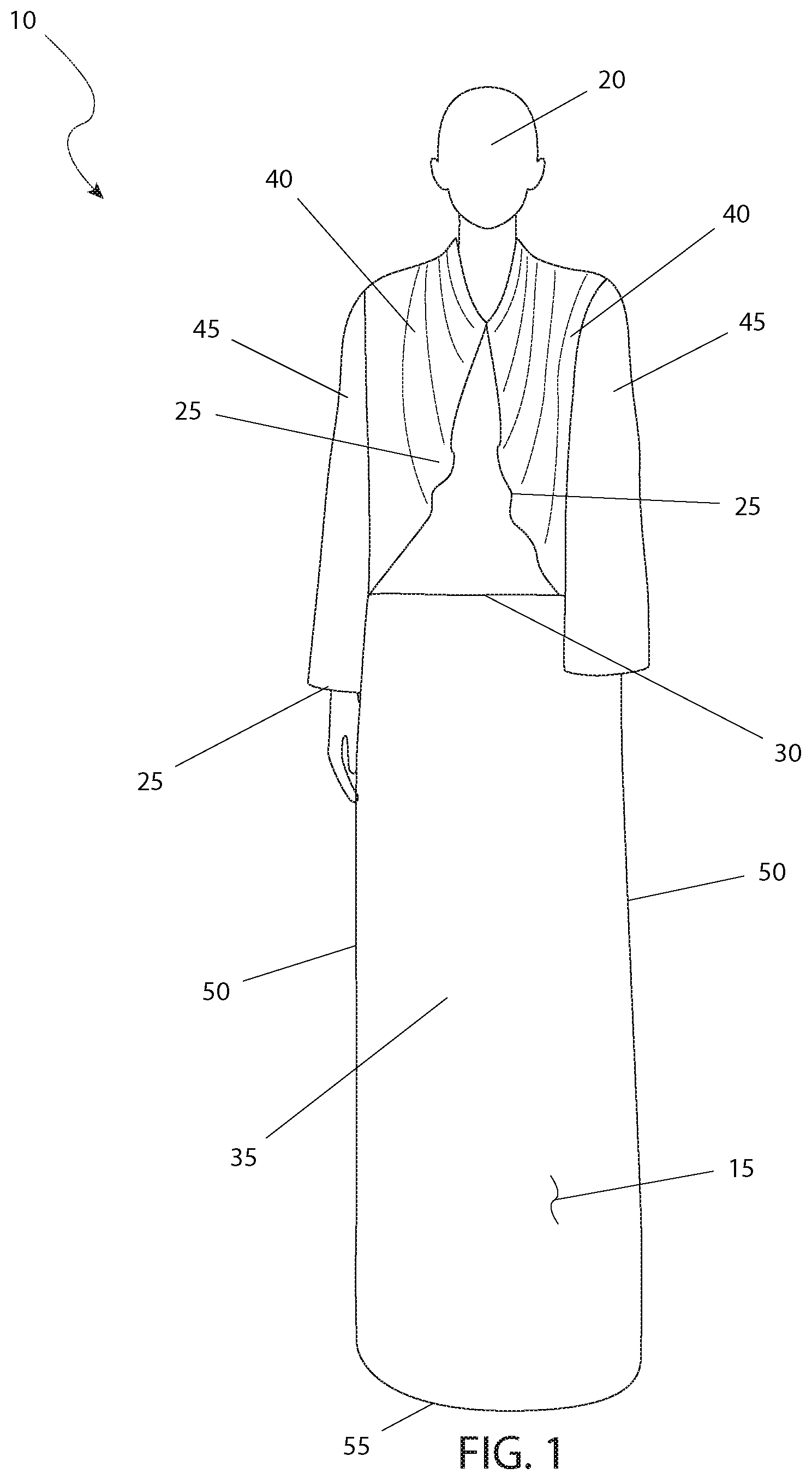 Patent US12611058 Figure 1 – Body-encompassing blanket