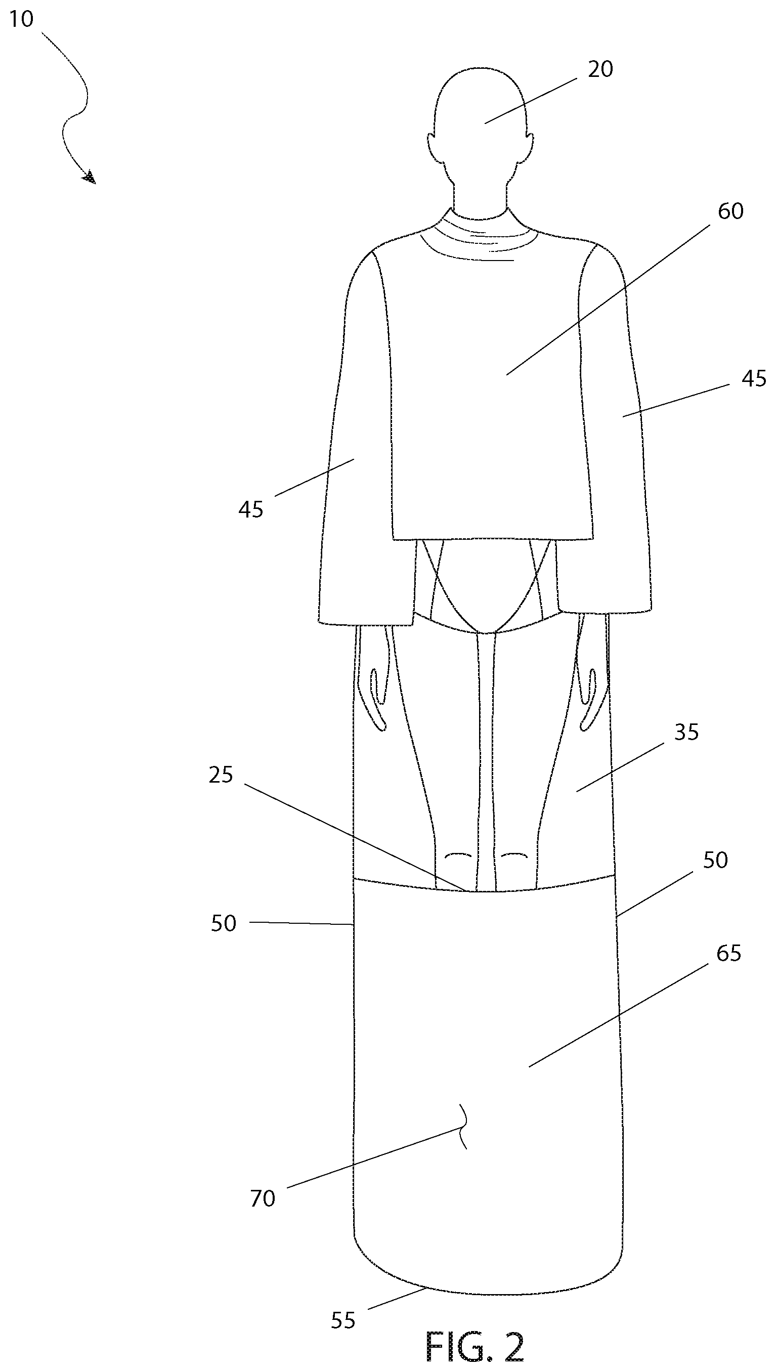 Patent US12611058 Figure 2 – Body-encompassing blanket