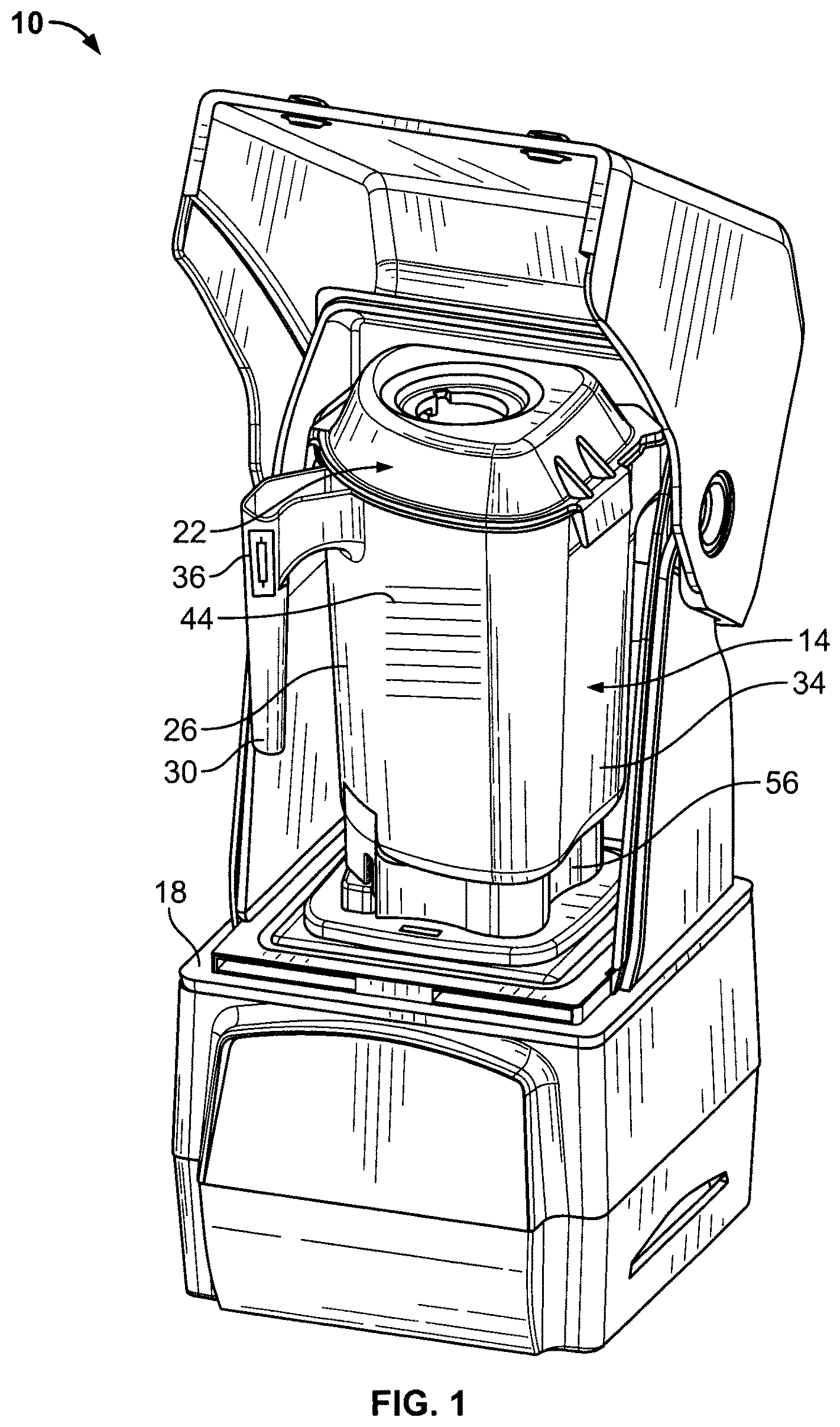 Patent US12611065 — Powered blending container — Figure 1